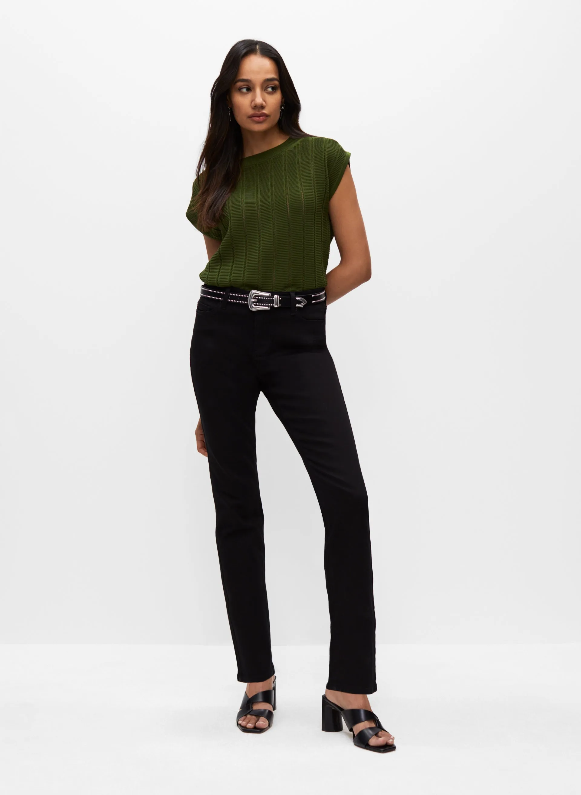 Stone Detail Straight Leg Jeans sold by Melanie Lyne