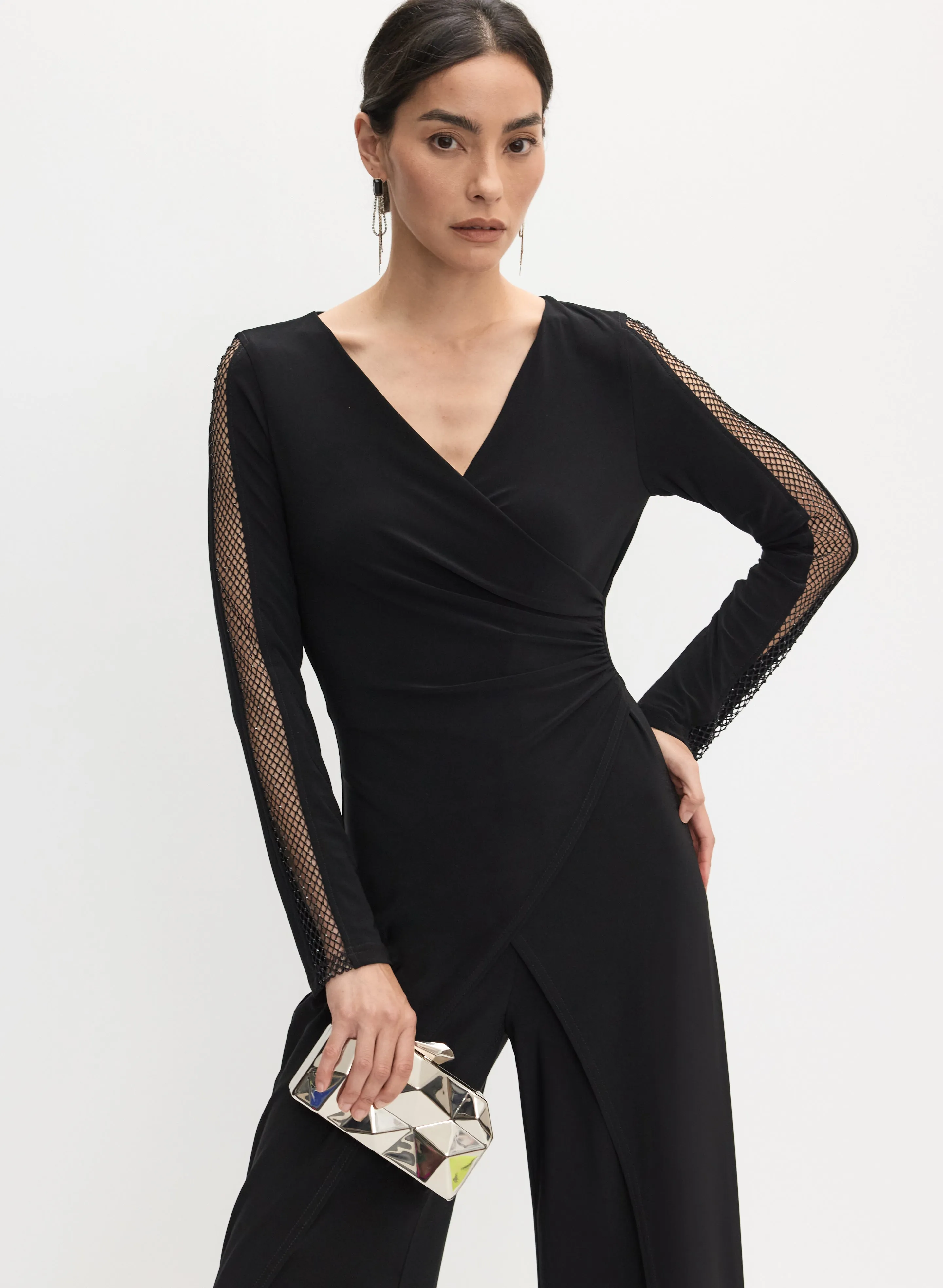 Joseph Ribkoff - Mesh Crystal Insert Jumpsuit sold by Melanie Lyne product image thumbnail 5