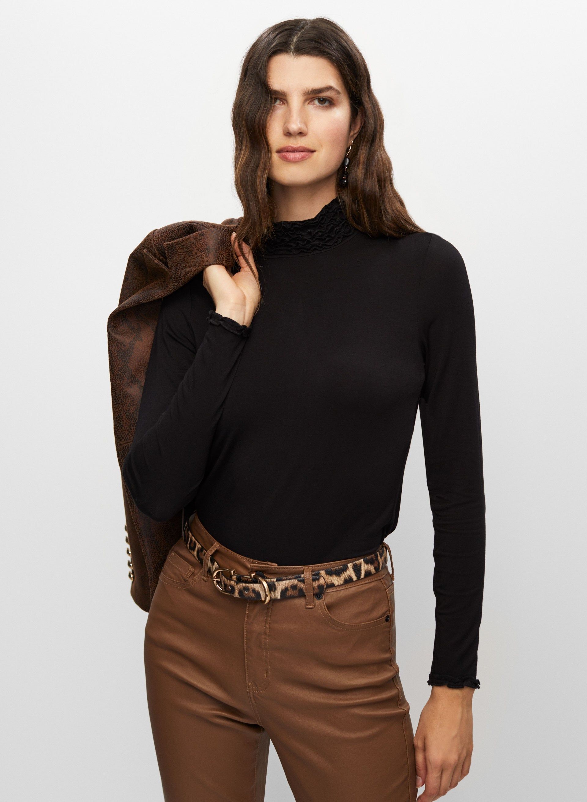 Ruffle Neck Long Sleeve Top sold by Melanie Lyne