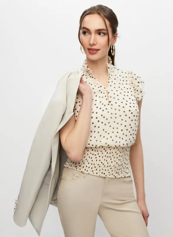 Polka Dot Motif Smocked Blouse sold by Melanie Lyne