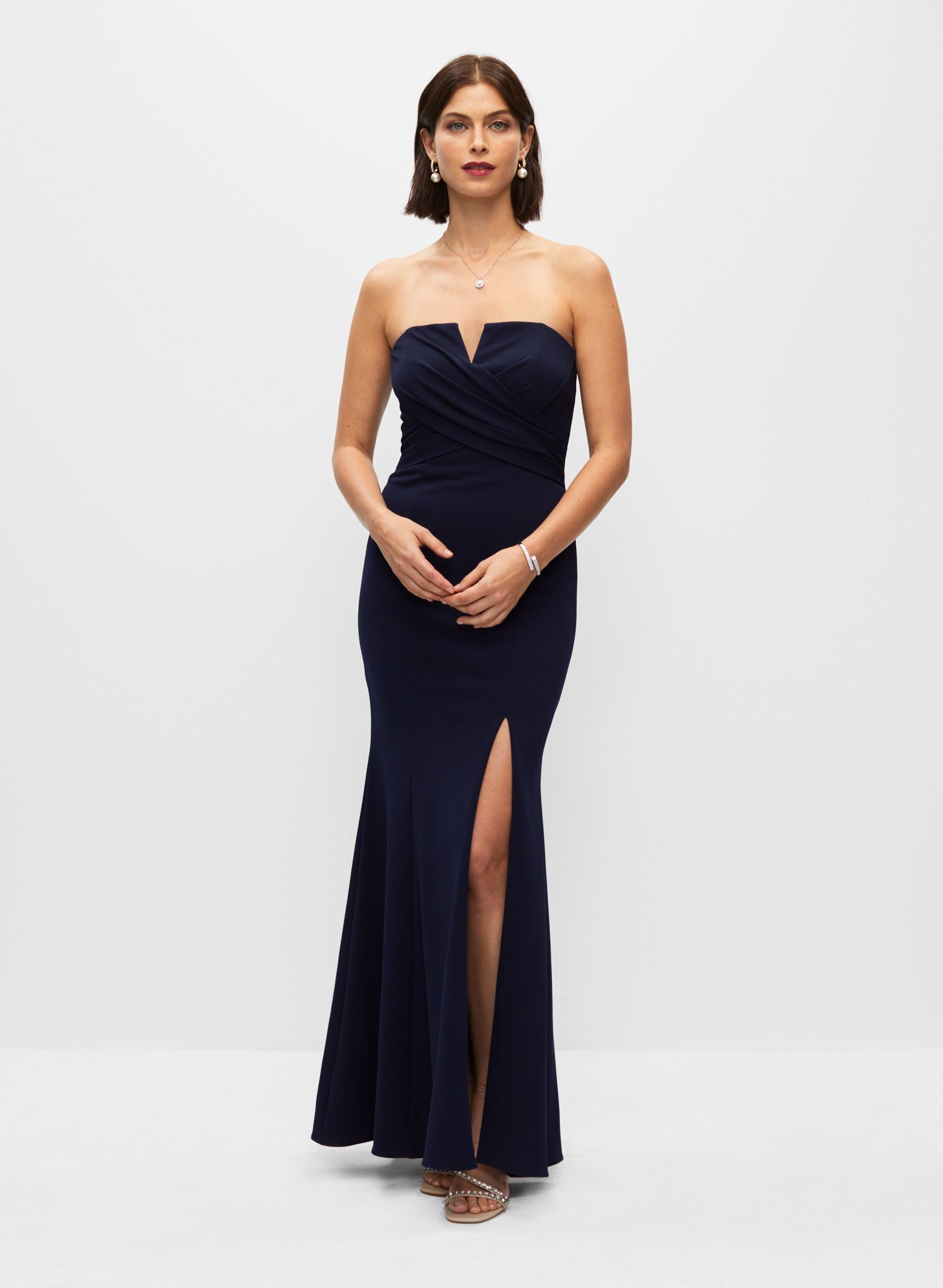 Xscape - Split Neck Strapless Gown sold by Melanie Lyne