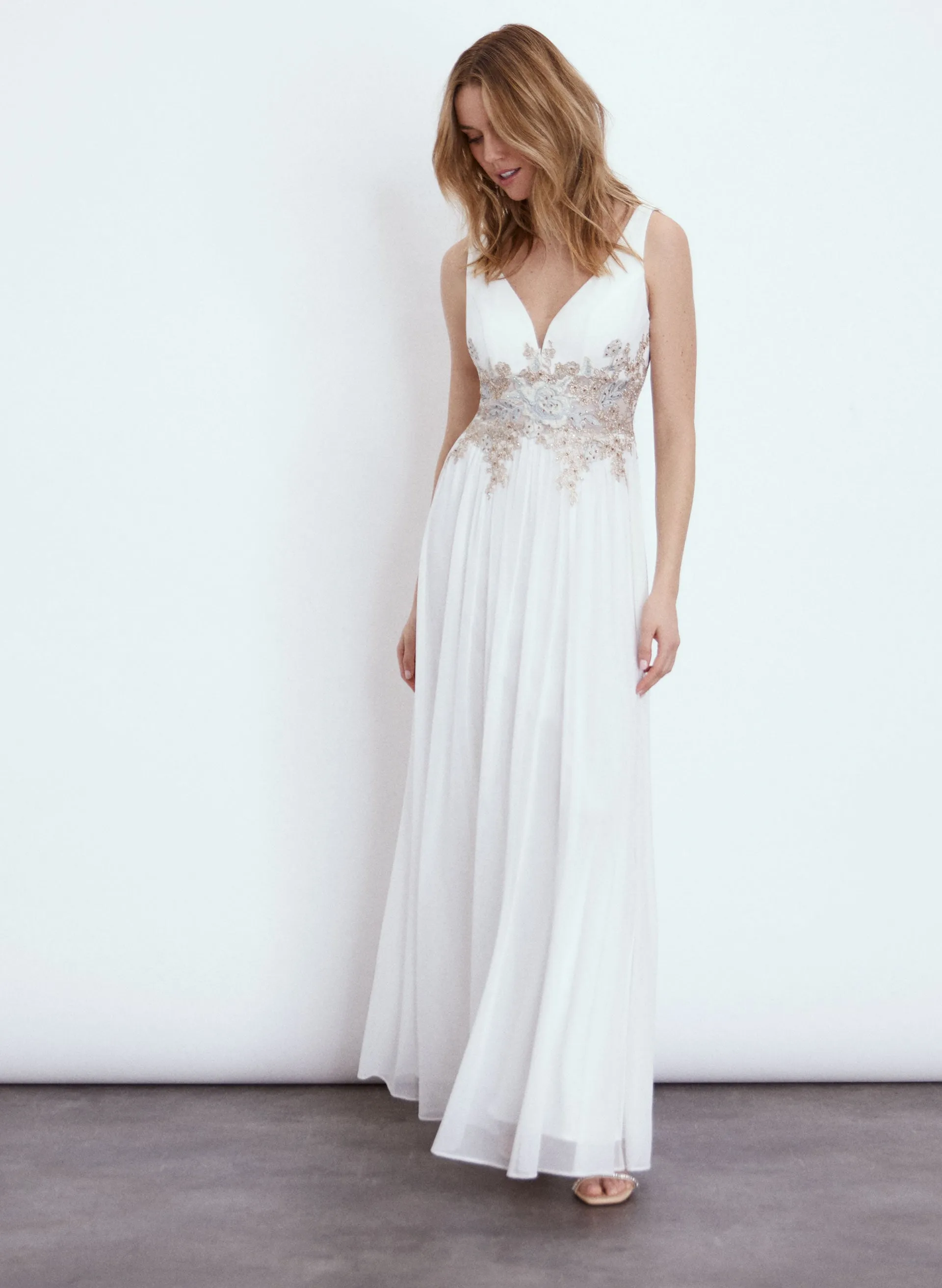 Floral Beaded Chiffon Gown sold by Melanie Lyne