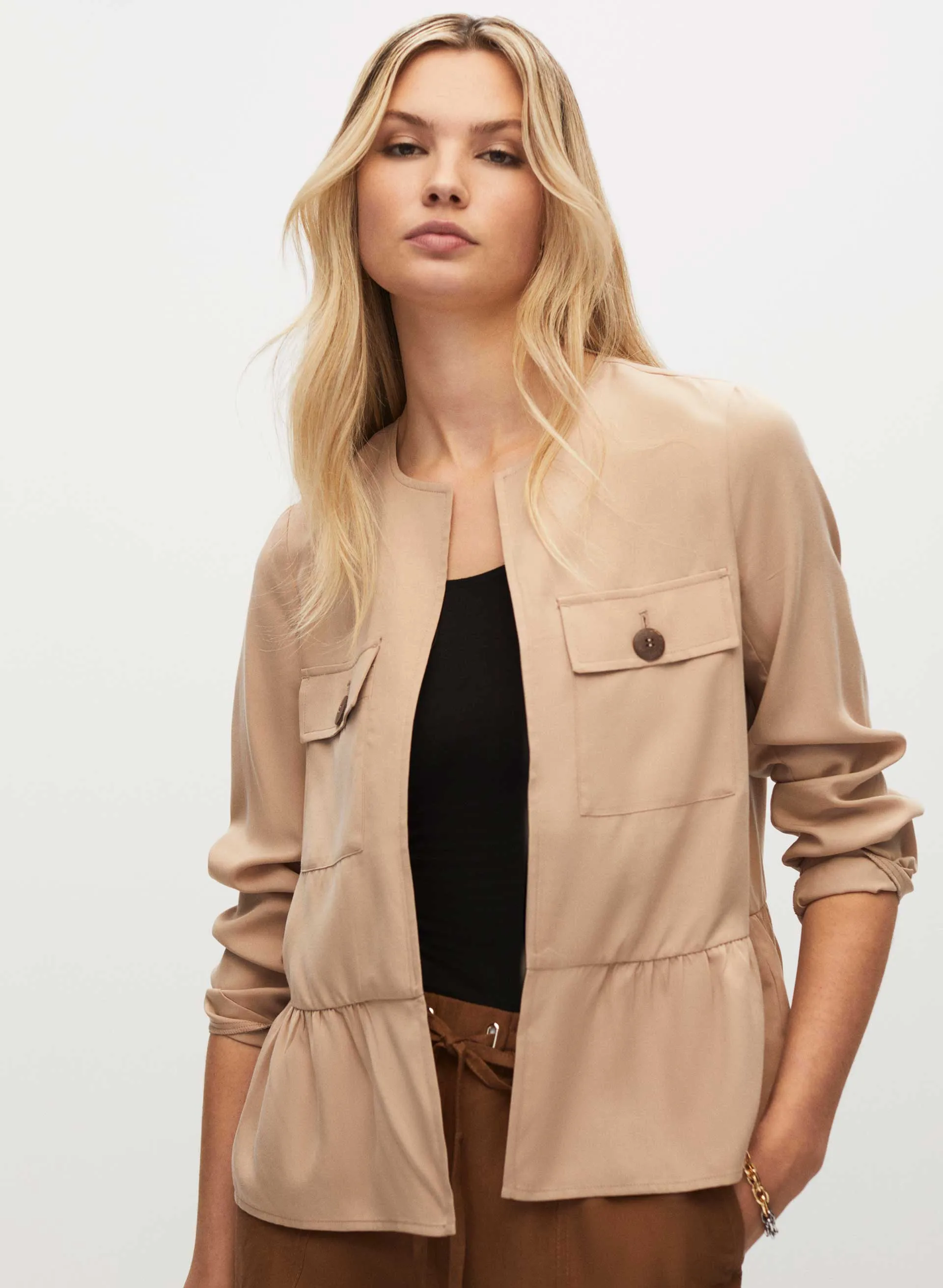 Flounce Detail Tencel Jacket sold by Melanie Lyne product image thumbnail 2