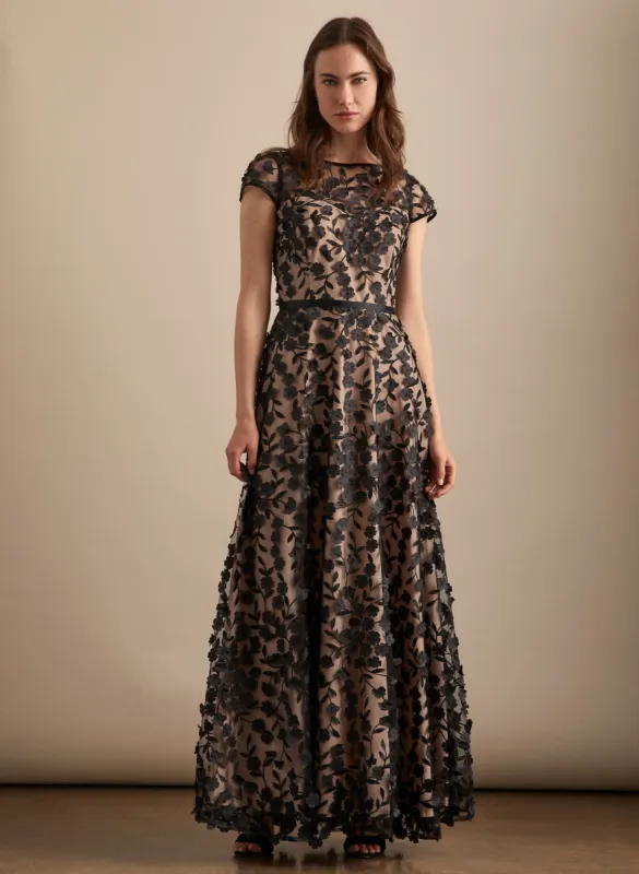 BA Nites - Floral Appliqué Mesh Dress sold by Melanie Lyne