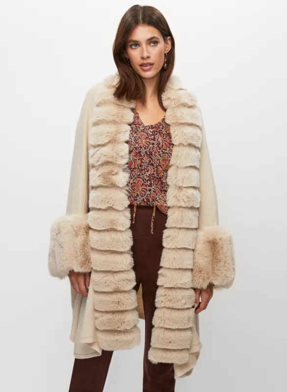 Faux Fur Trim Poncho sold by Melanie Lyne