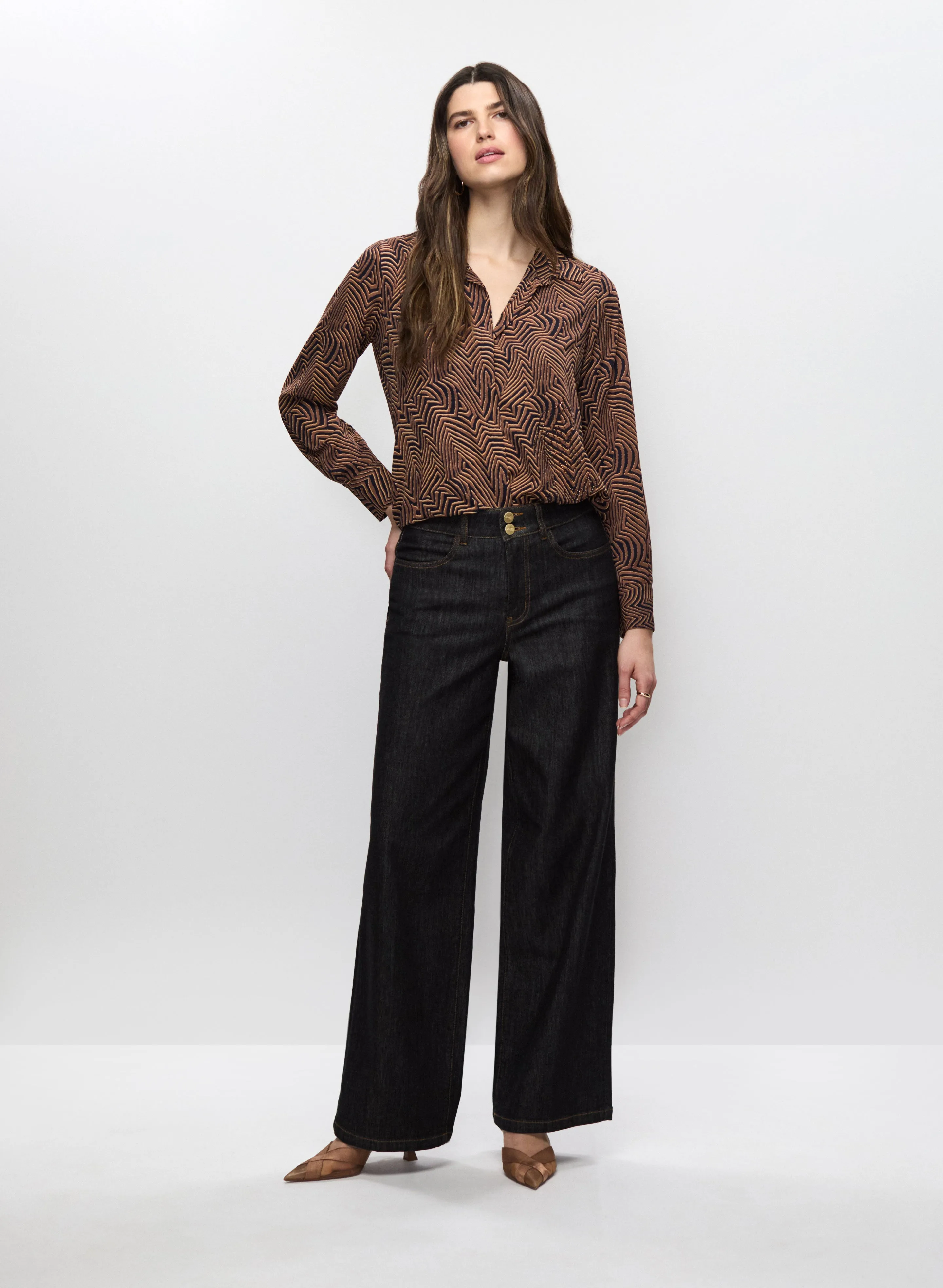 Abstract Motif Blouse & Wide Leg Jeans sold by Melanie Lyne