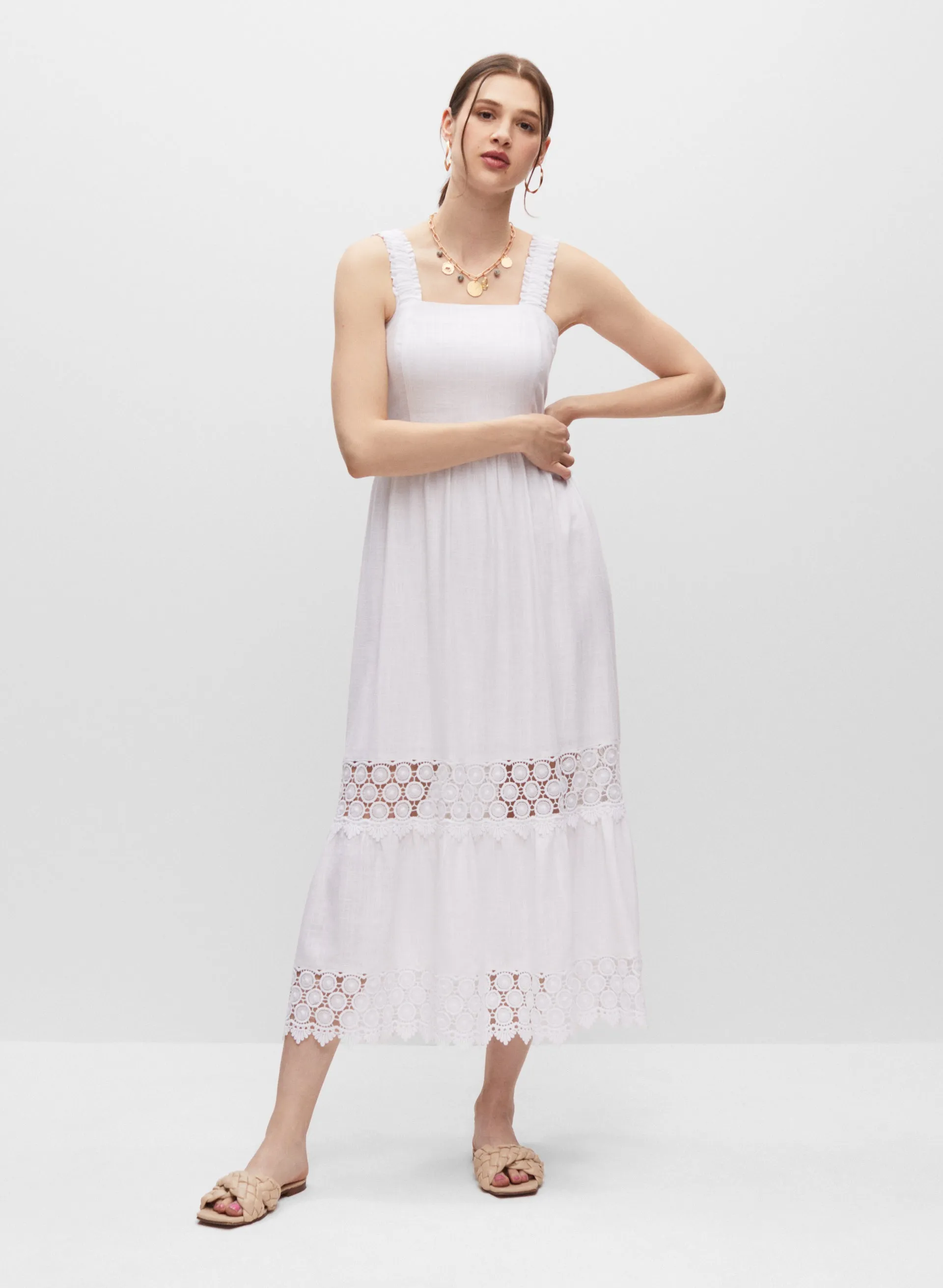 Tiered Crochet Detail Maxi Dress sold by Melanie Lyne