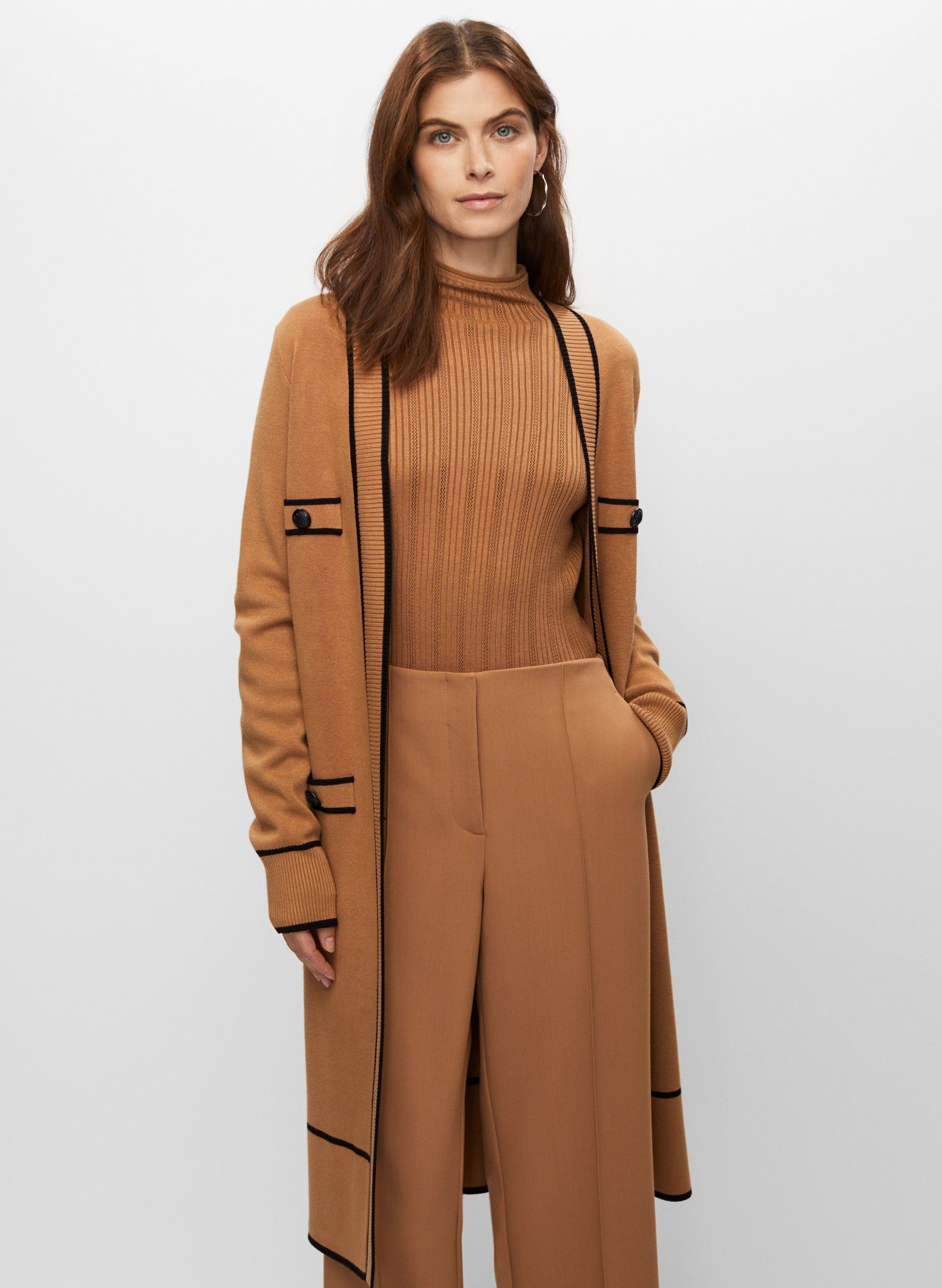 Contrast Trim Long Cardigan sold by Melanie Lyne