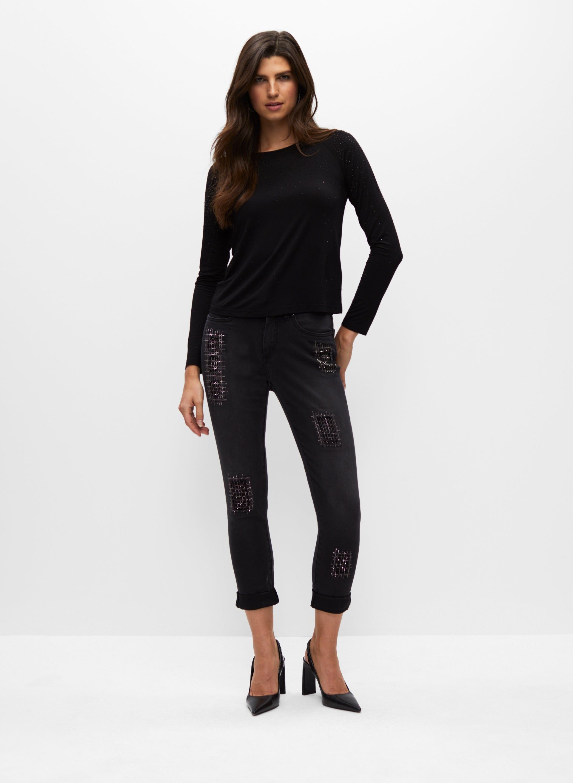 Joseph Ribkoff - Patch Detail Slim Leg Pants sold by Melanie Lyne