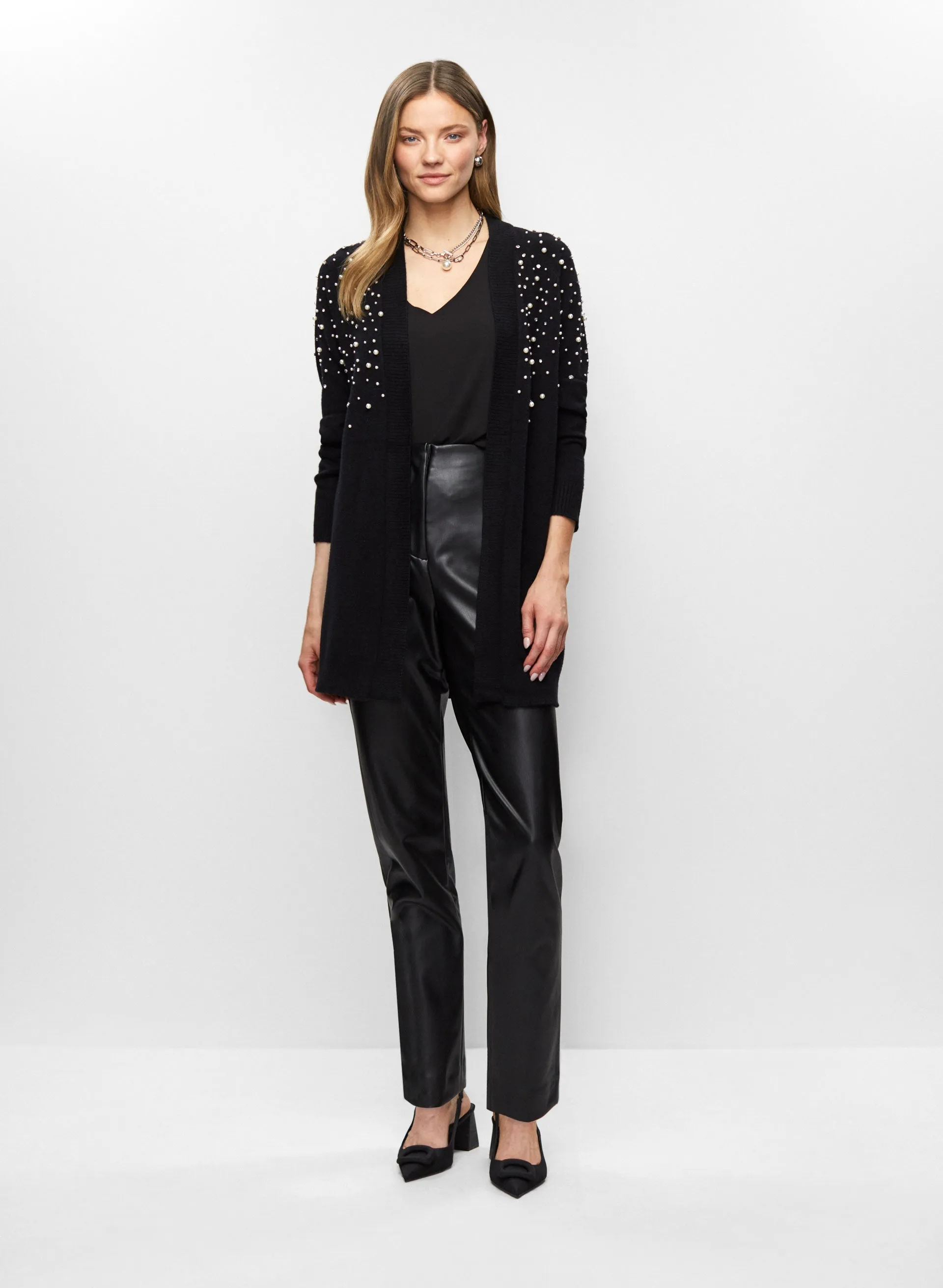 Pearl Cardigan & Vegan Leather Pants sold by Melanie Lyne
