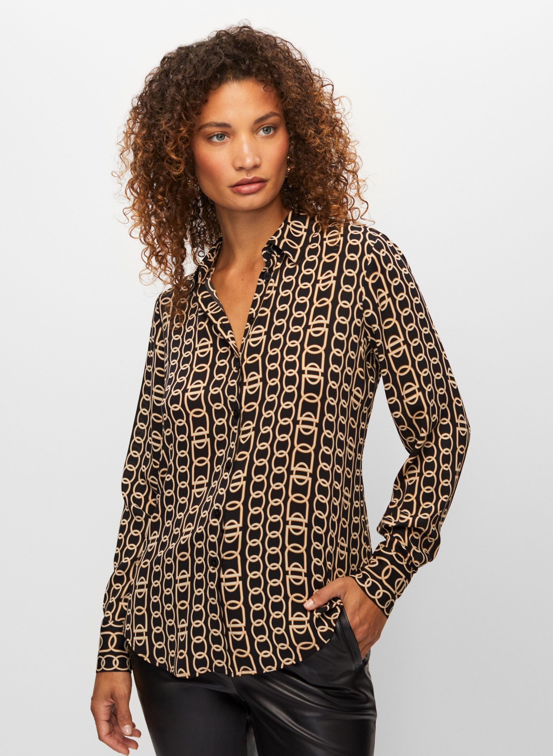 Chain Print Long Sleeve Blouse sold by Melanie Lyne product image thumbnail 5