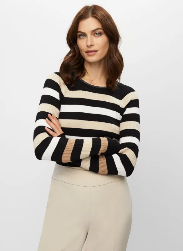 Stripe Print Crew Neck Pullover sold by Melanie Lyne