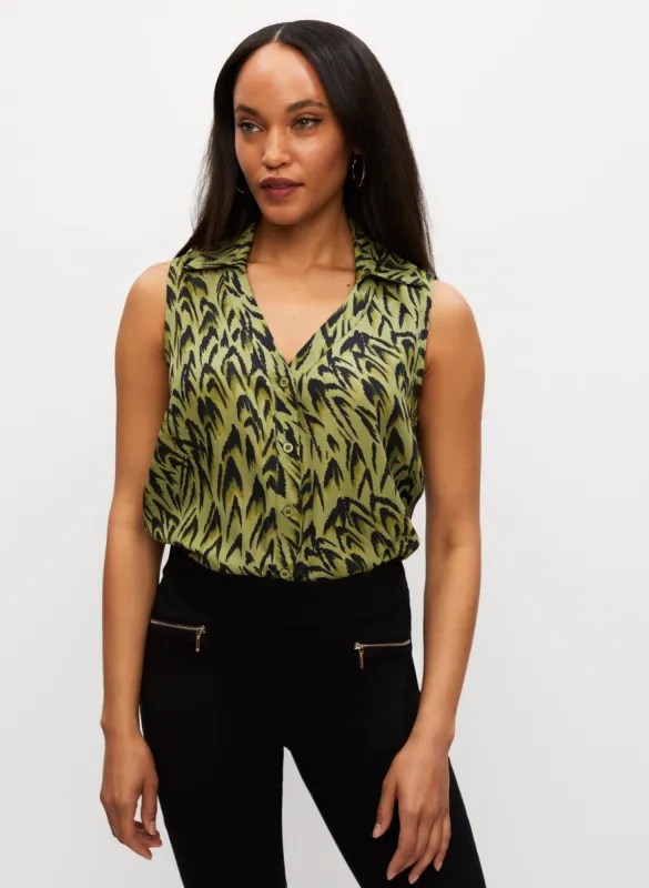 Feather Print Sleeveless Blouse sold by Melanie Lyne