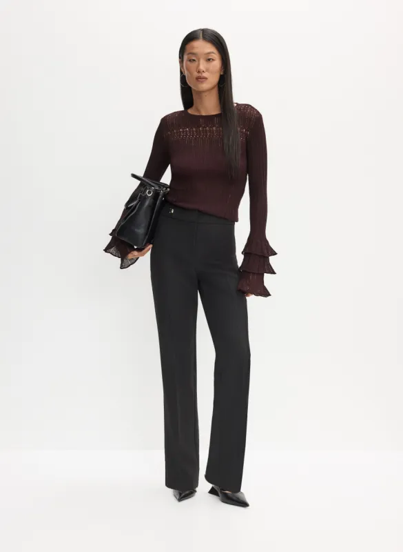 Pointelle Knit Sweater & Lauren Straight-Leg Pants sold by Melanie Lyne