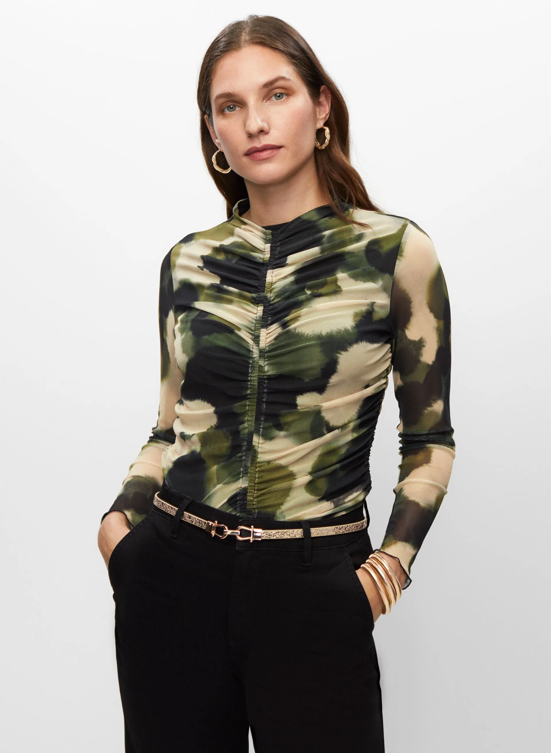Camouflage Print Ruched Top sold by Melanie Lyne