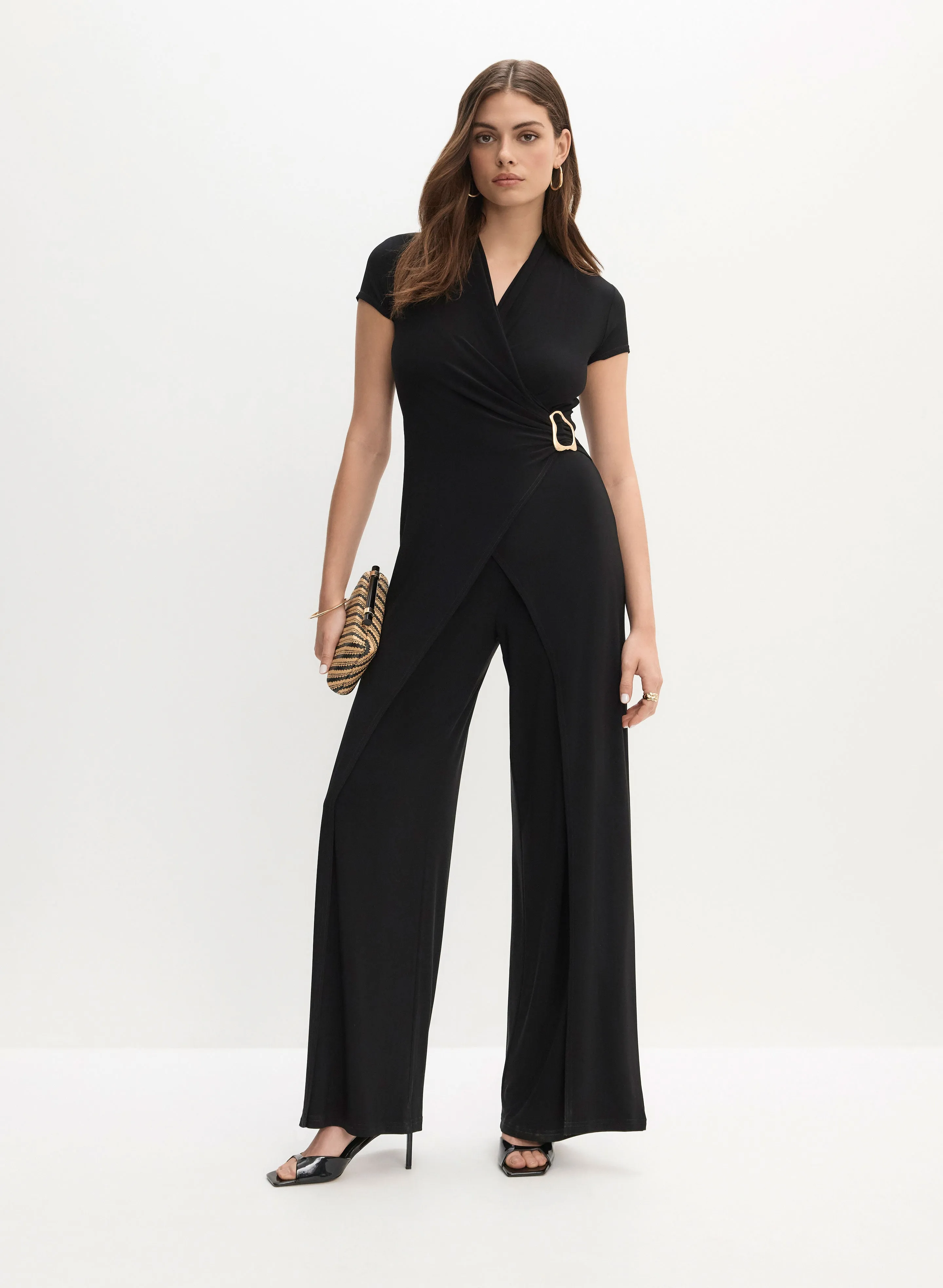 Joseph Ribkoff - V-Neck Buckle Jumpsuit sold by Melanie Lyne