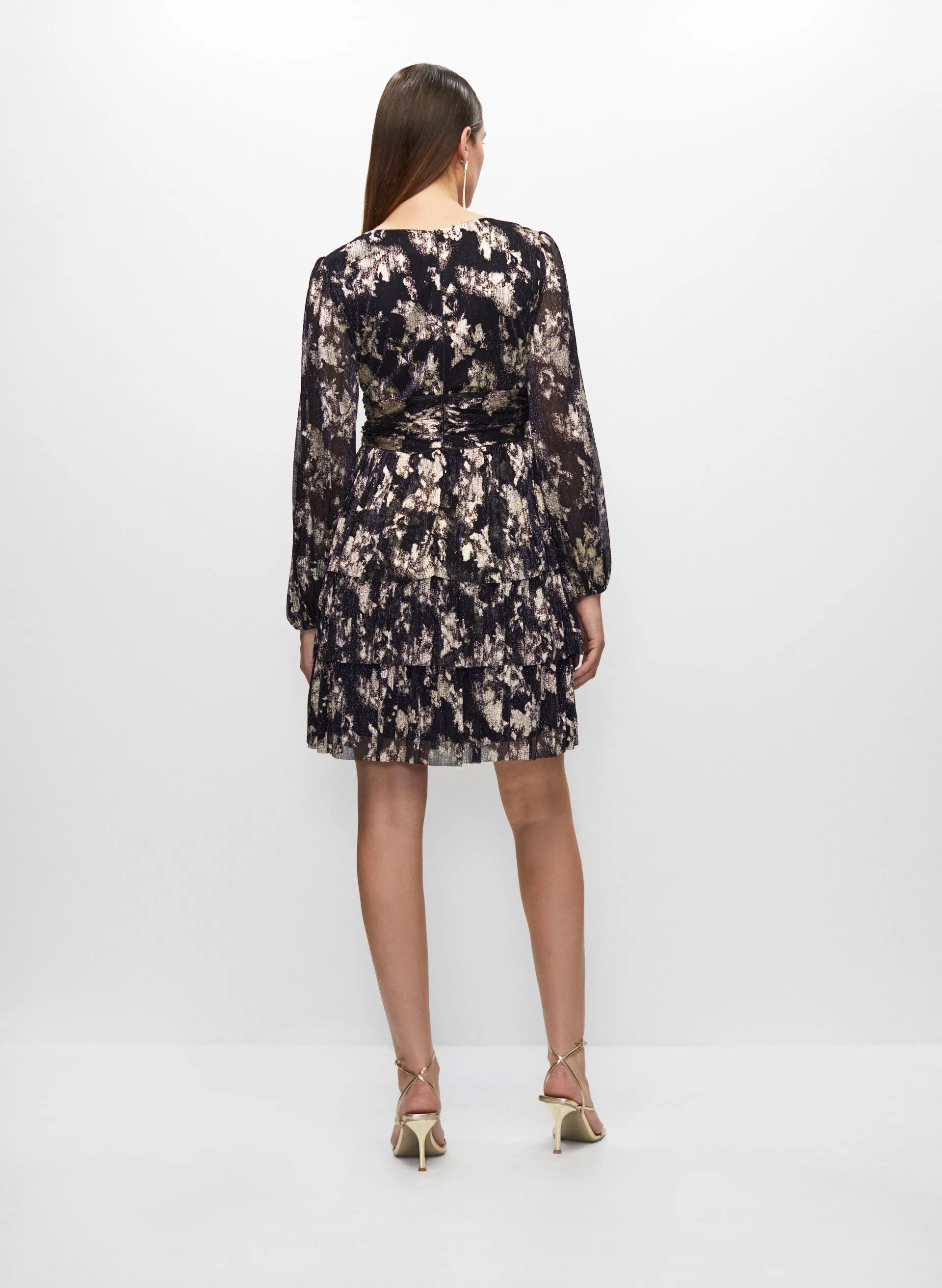 Metallic Crinkle V-Neck Dress sold by Melanie Lyne product image thumbnail 3