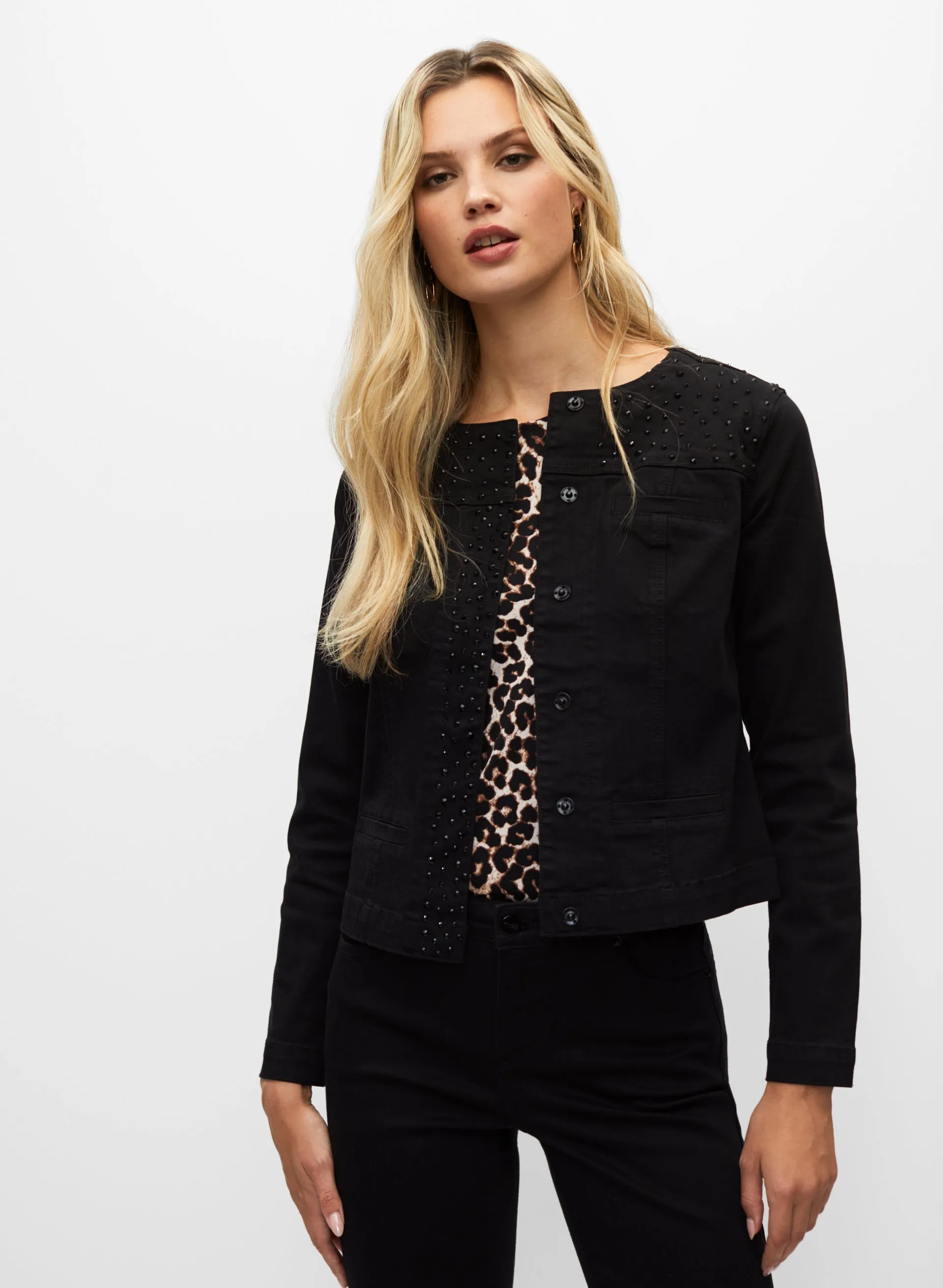 Collarless Denim Jacket sold by Melanie Lyne