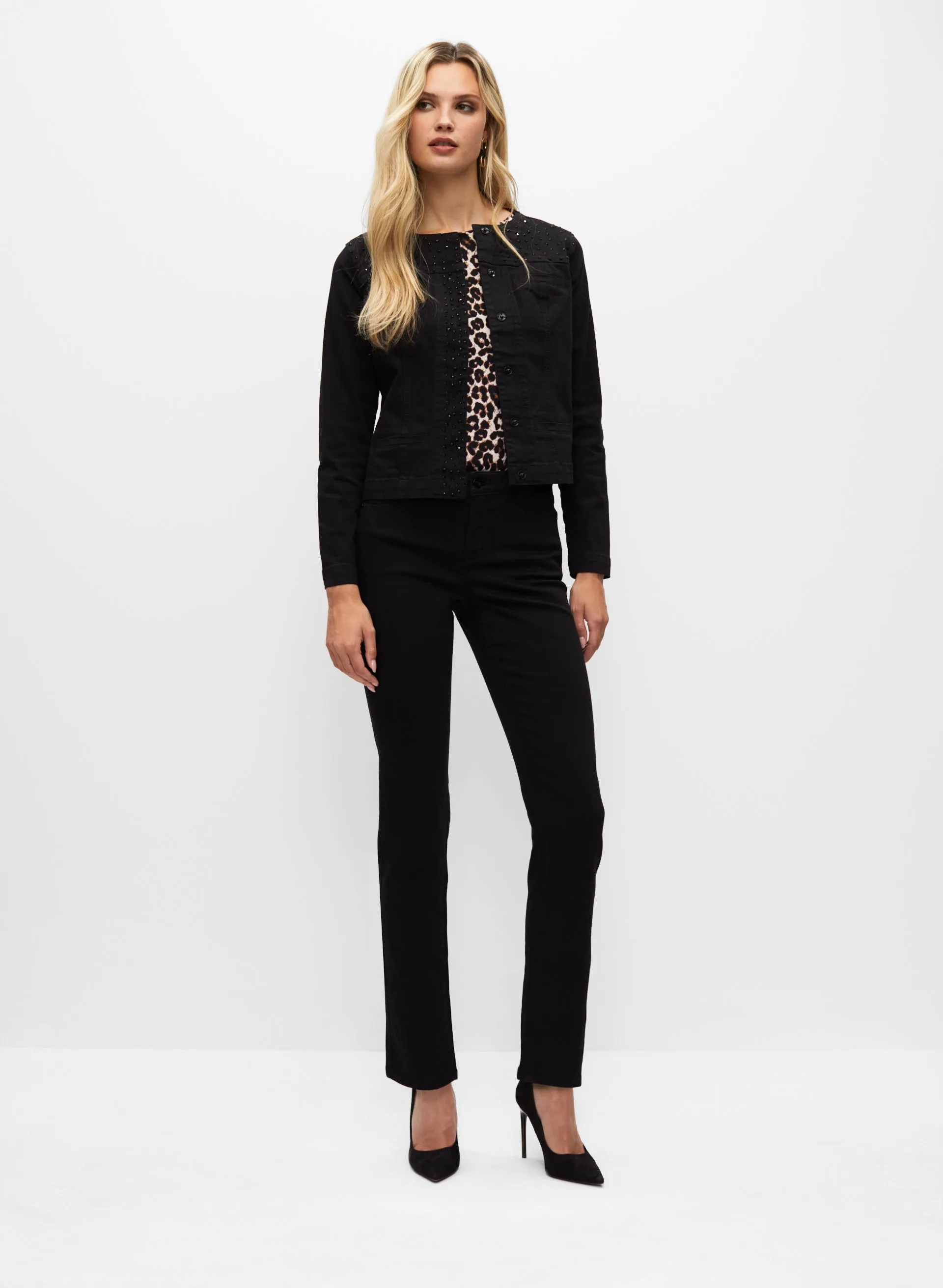 Collarless Denim Jacket sold by Melanie Lyne product image thumbnail 4