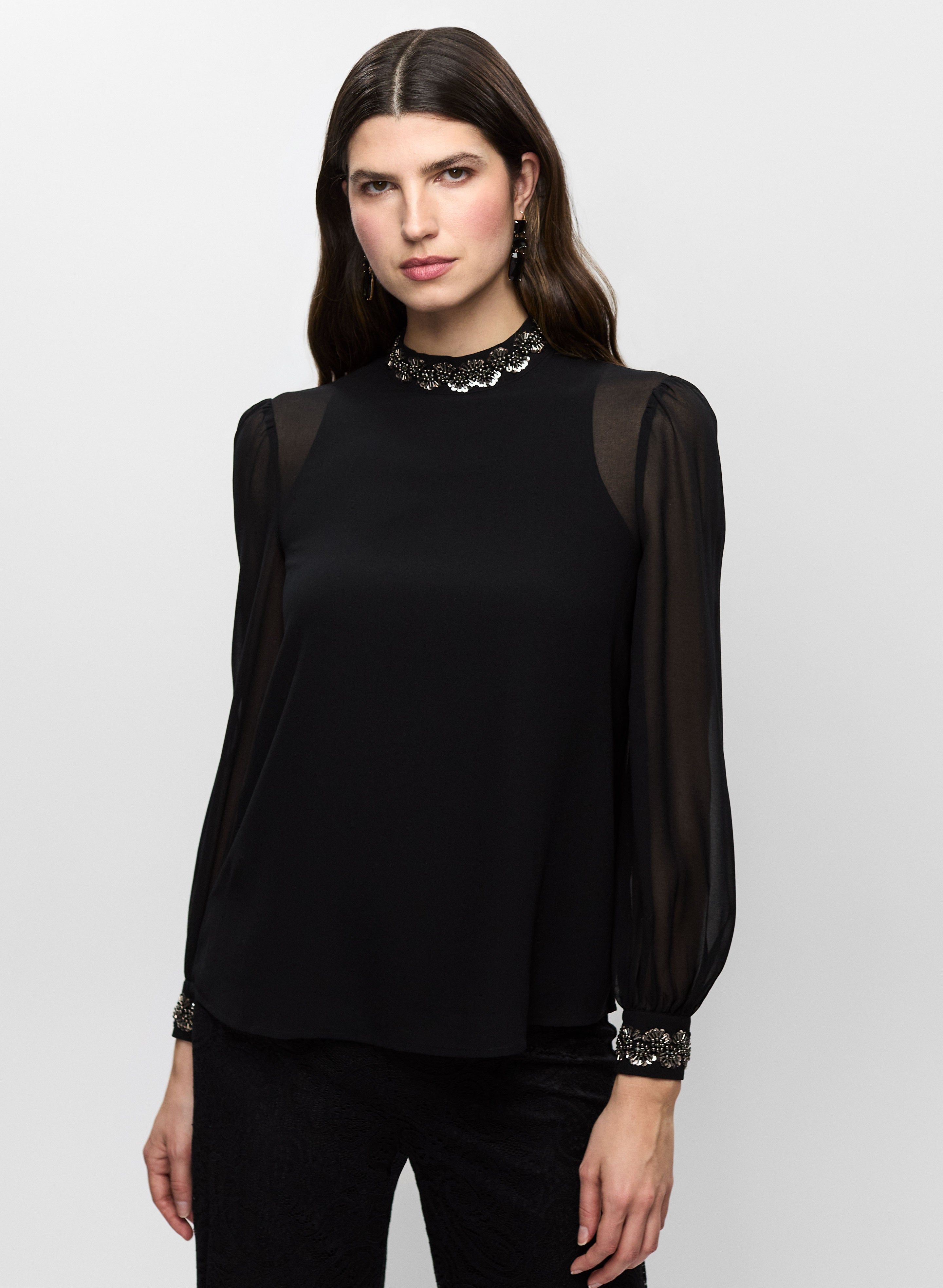Jewel Trim Chiffon Blouse sold by Melanie Lyne product image thumbnail 5