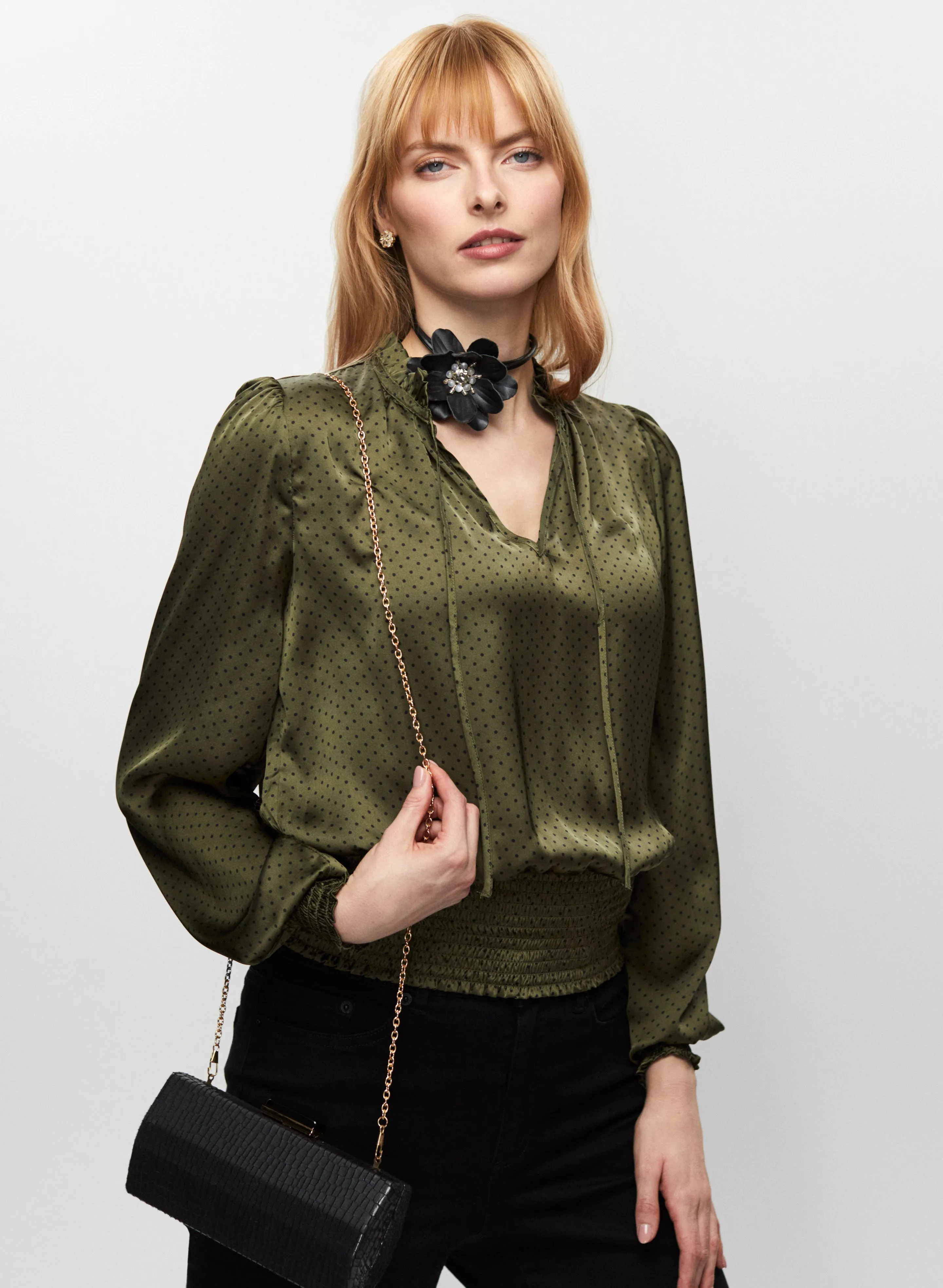 Polka Dot Motif Satin Blouse sold by Melanie Lyne