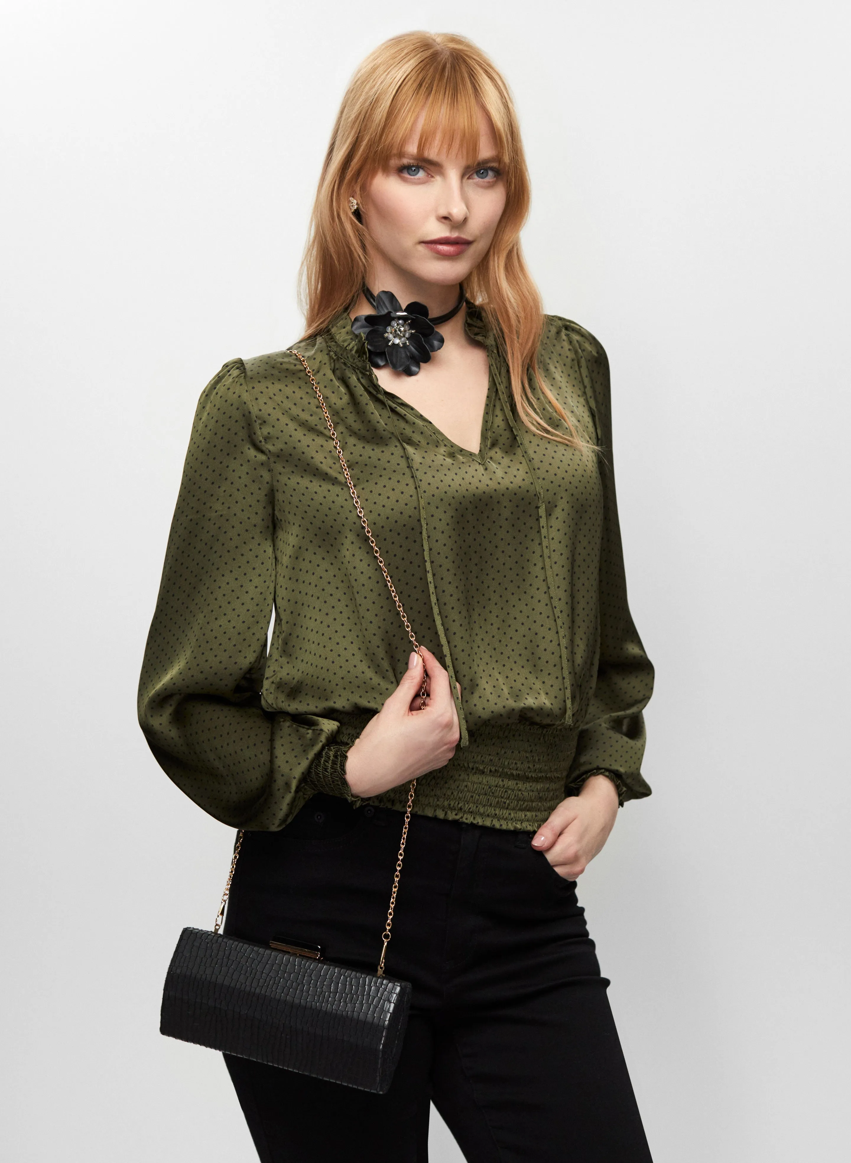 Polka Dot Motif Satin Blouse sold by Melanie Lyne product image thumbnail 5