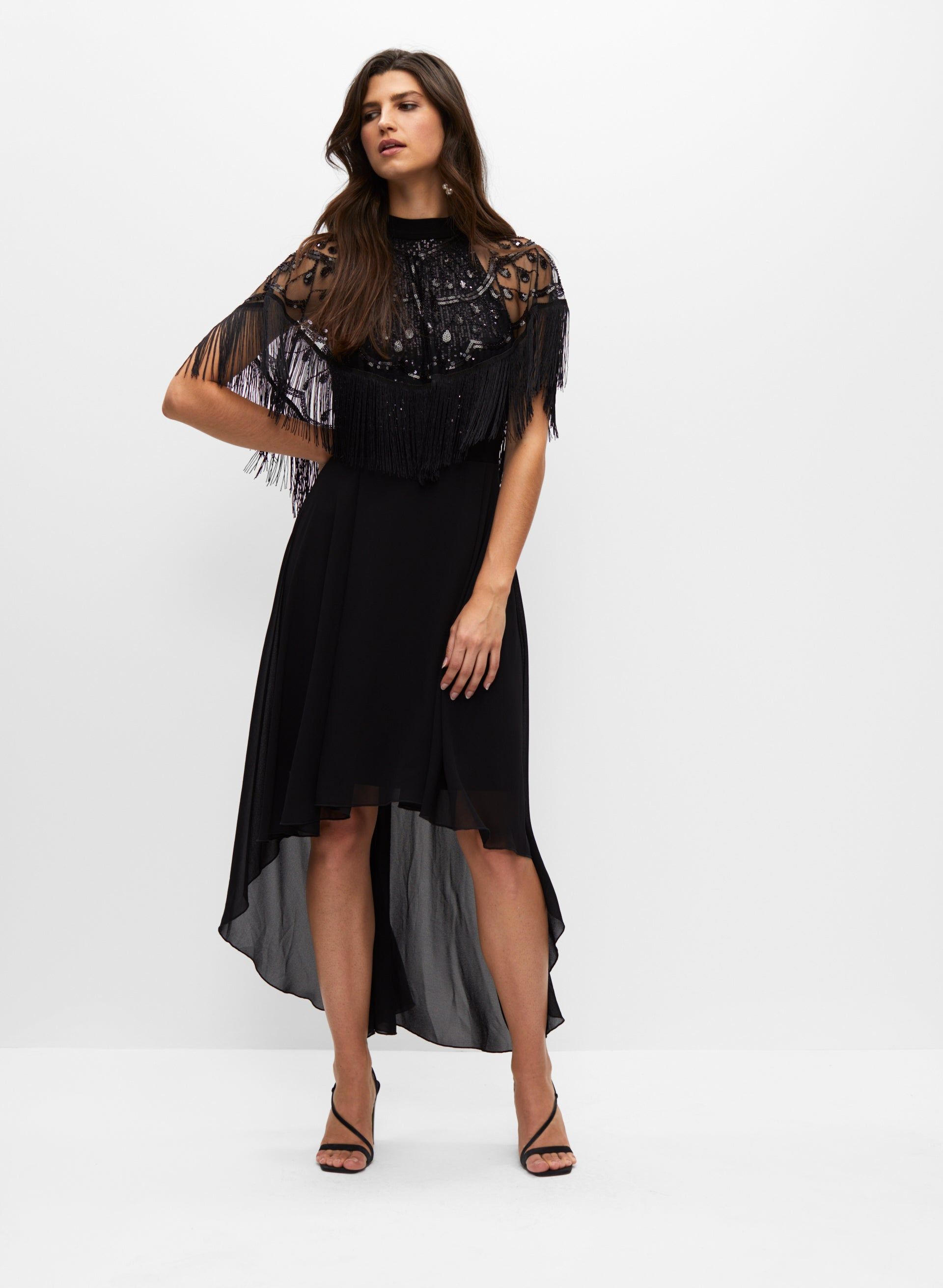 Sequin Detail Asymmetrical Shawl sold by Melanie Lyne