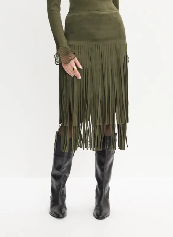 Faux Suede Fringed Skirt sold by Melanie Lyne