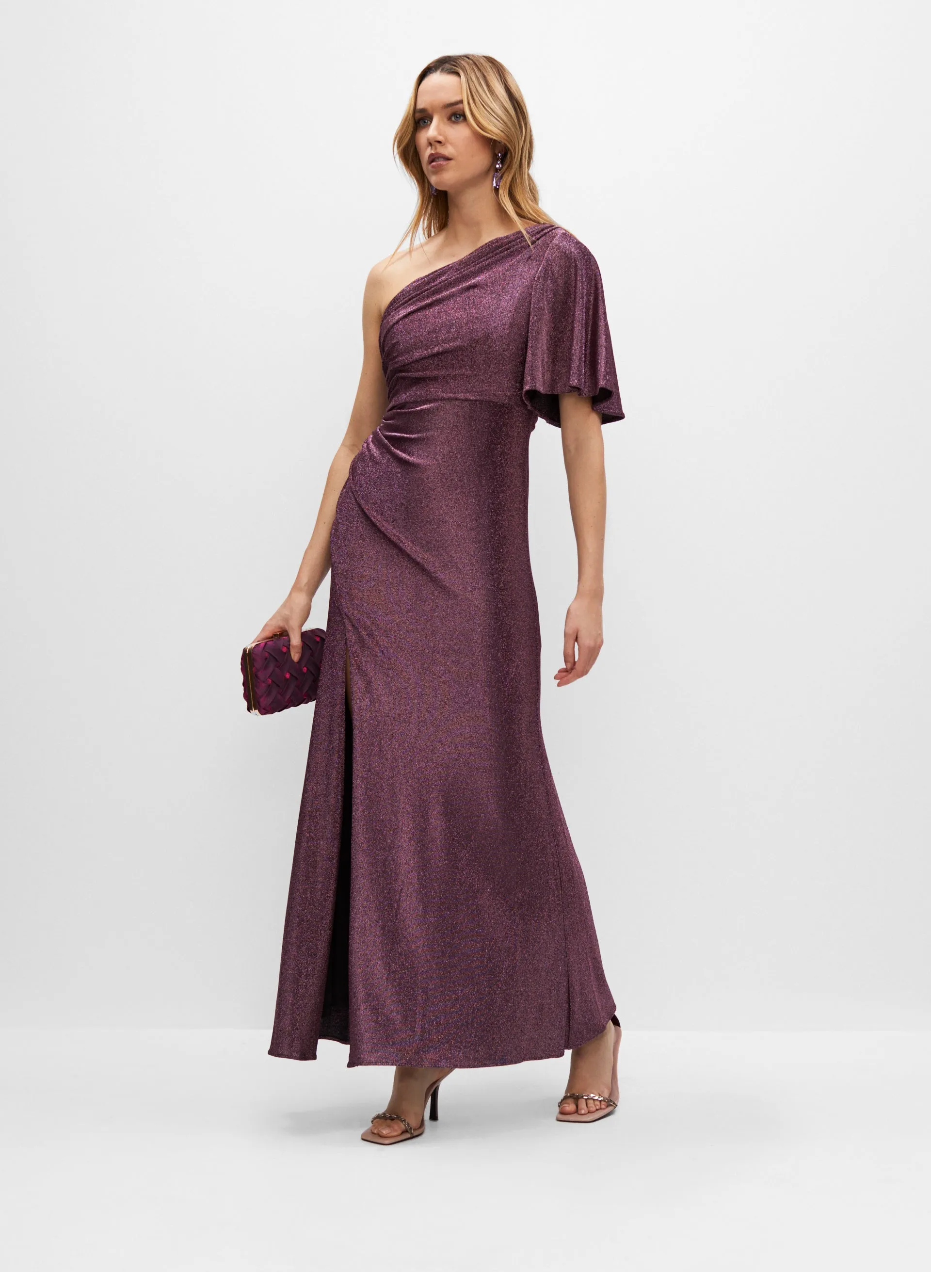 Adrianna Papell - Metallic One-Shoulder Dress sold by Melanie Lyne product image thumbnail 5