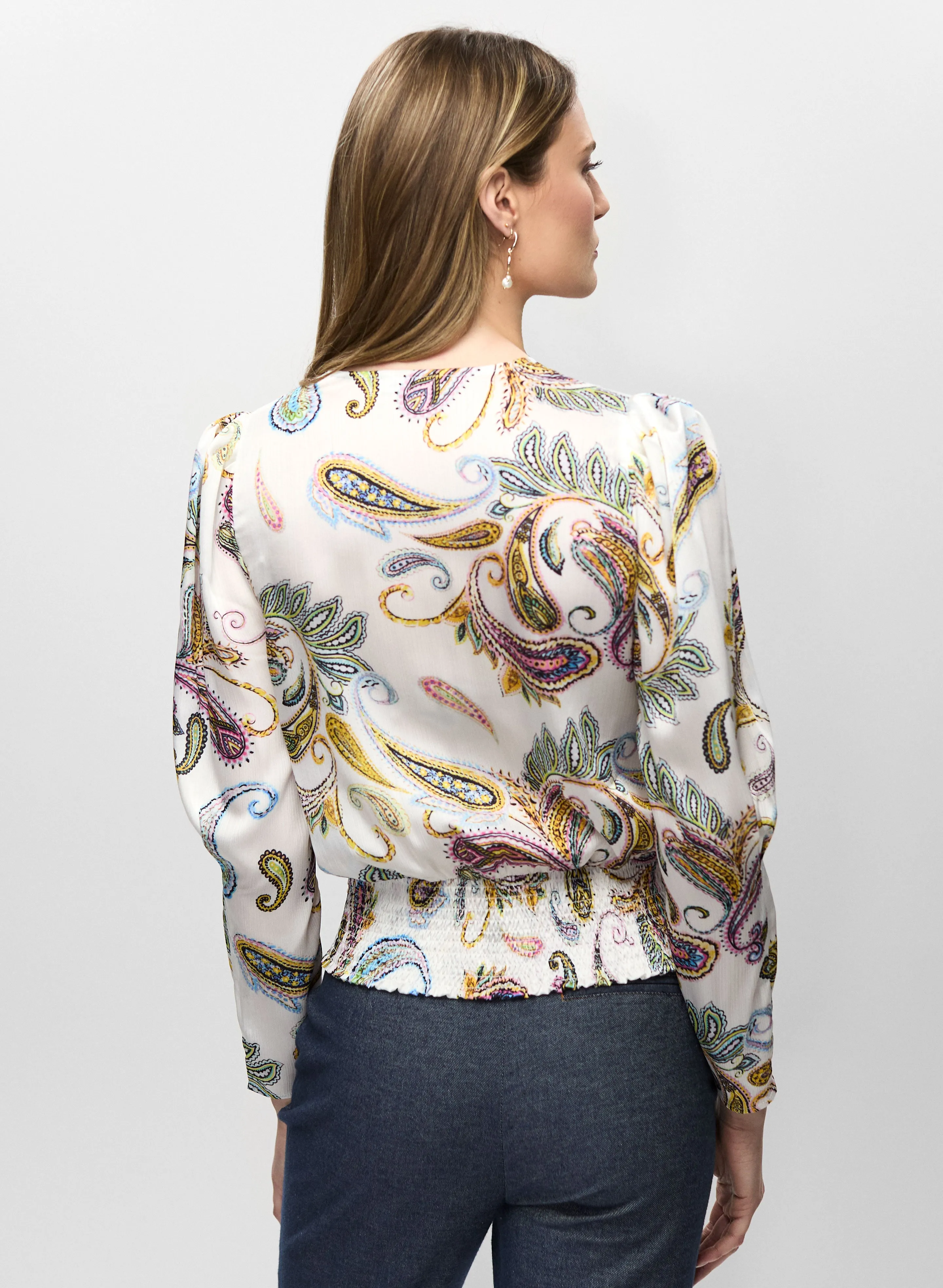 Paisley Smocked Hem Blouse sold by Melanie Lyne product image thumbnail 4