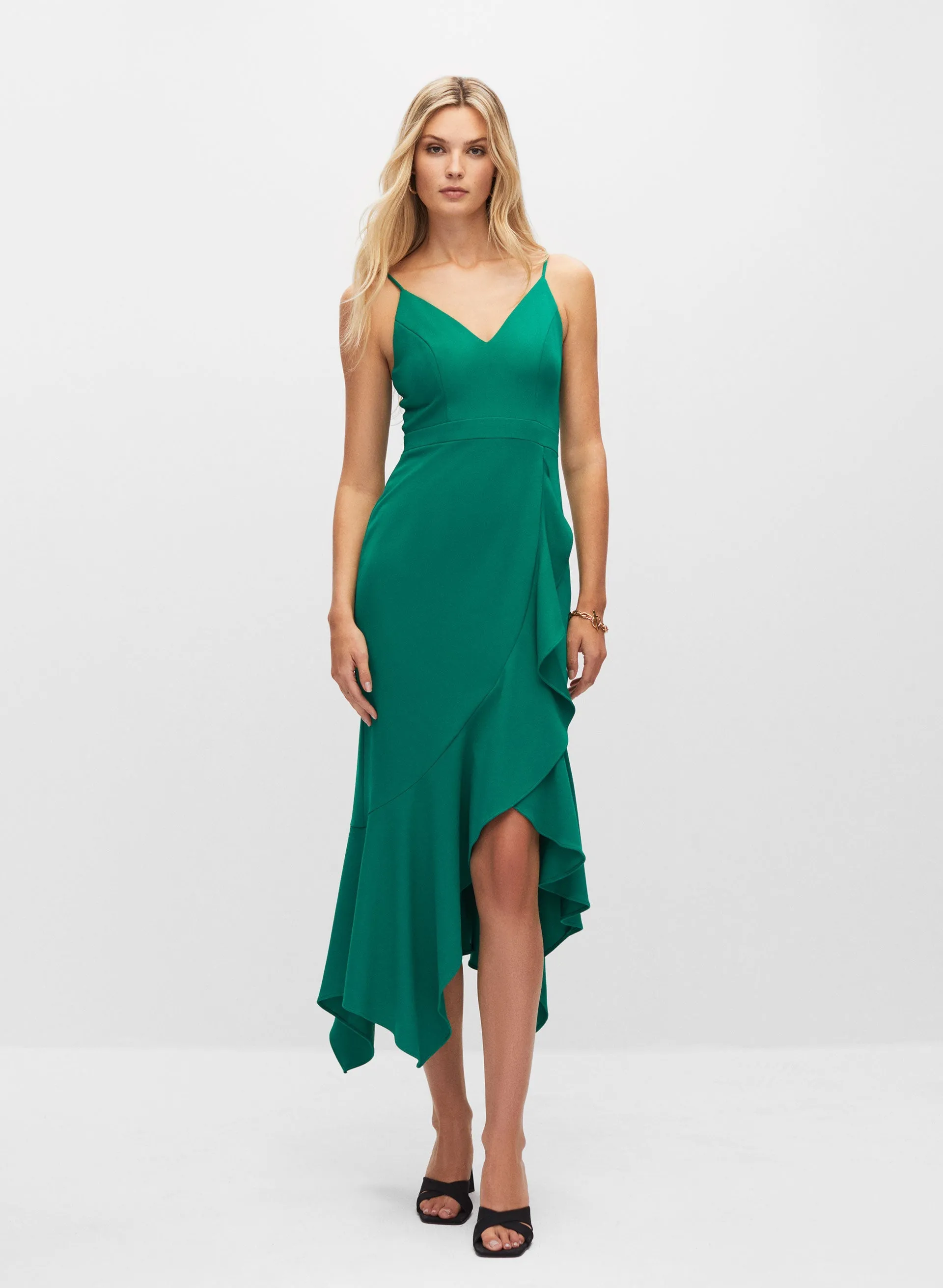 BA Nites - V-Neck Flounce Detail Dress sold by Melanie Lyne