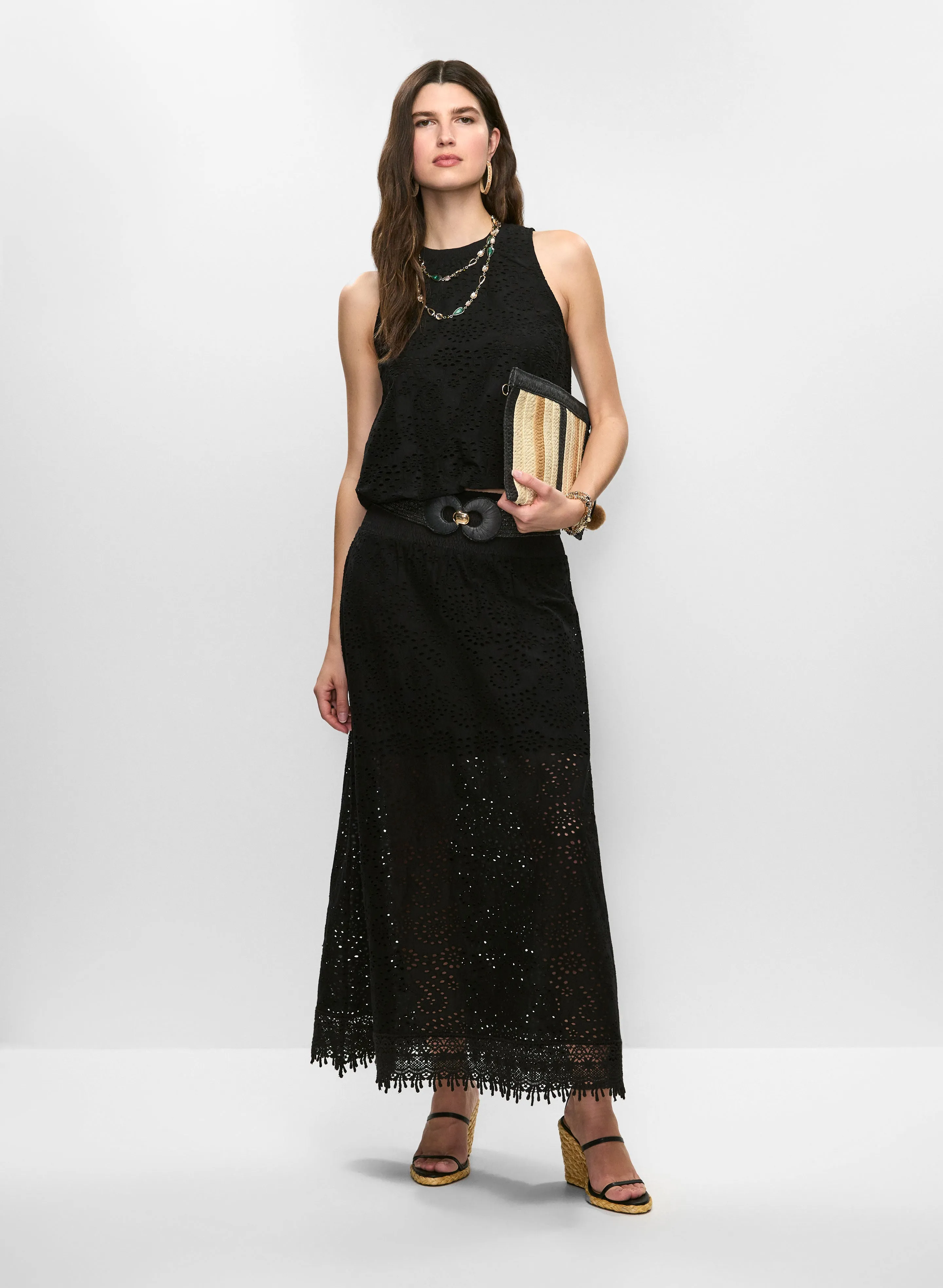 Sleeveless Eyelet Blouse & Tiered Eyelet Maxi Skirt sold by Melanie Lyne