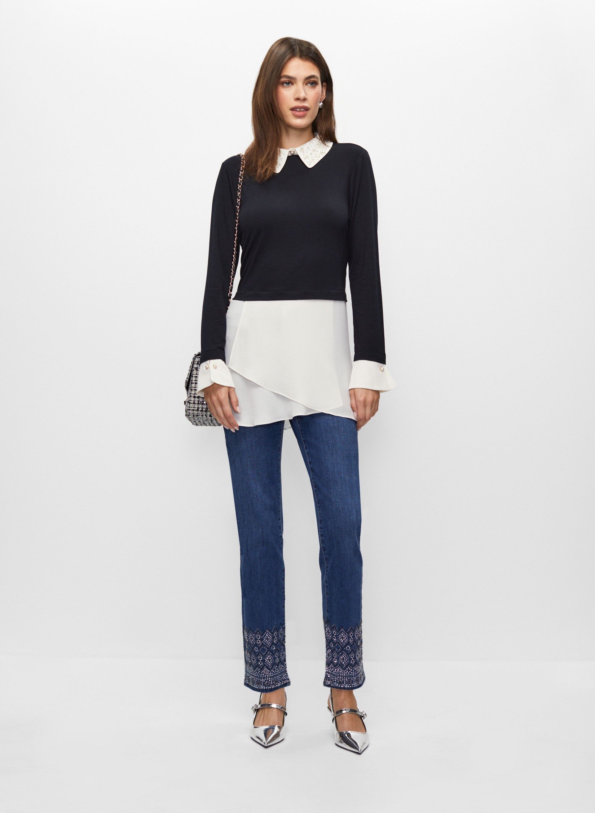 Pearl Collar Fooler Top sold by Melanie Lyne product image thumbnail 3