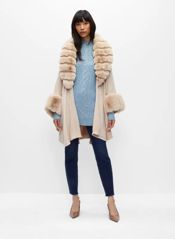 Faux Fur Trim Poncho sold by Melanie Lyne