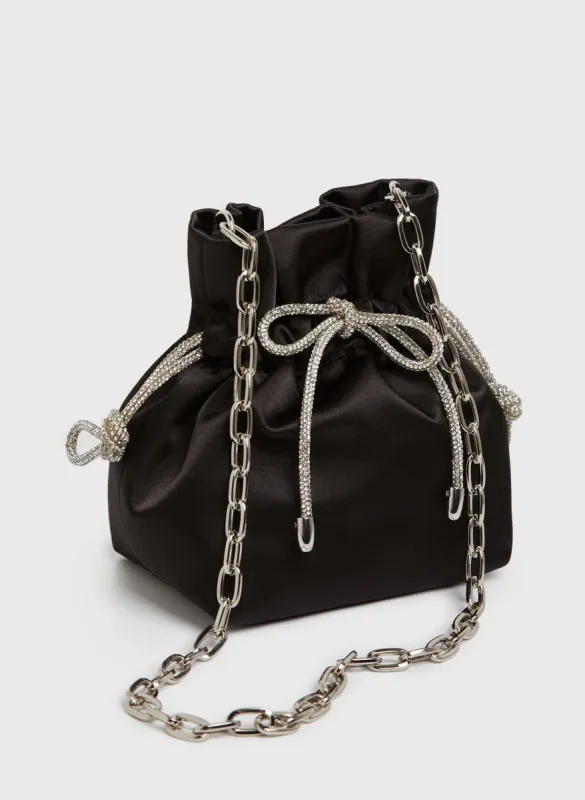 Crystal Bow Satin Bag sold by Melanie Lyne