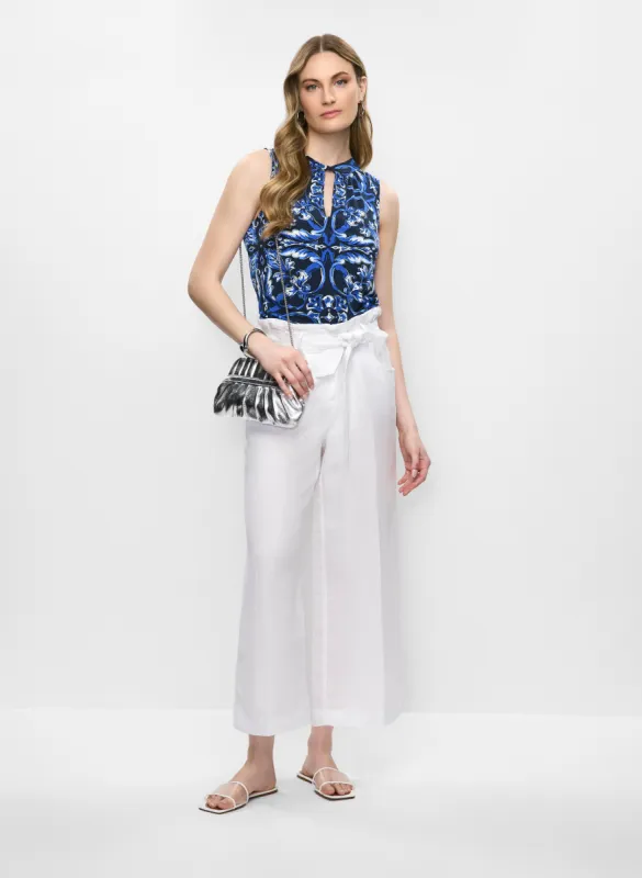 Abstract Print Sleeveless Top & Linen-Blend Cropped Pants sold by Melanie Lyne
