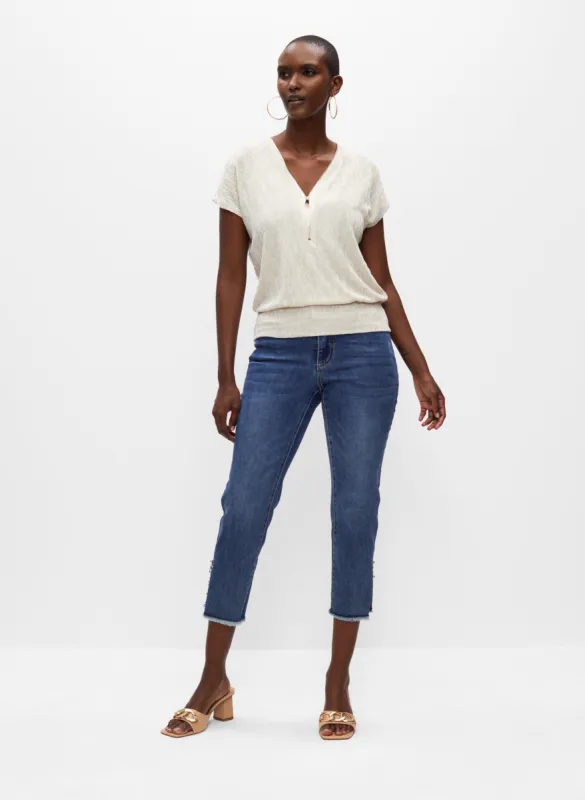V-Neck Zip Detail Top sold by Melanie Lyne