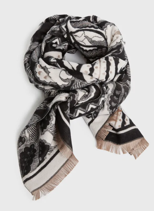 Abstract Floral Print Jacquard Scarf sold by Melanie Lyne