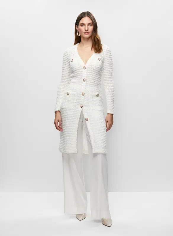 Long Bouclé Cardigan & Satin Waist Pants sold by Melanie Lyne