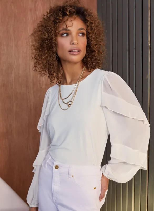 Puff Sleeve Chiffon Top sold by Melanie Lyne