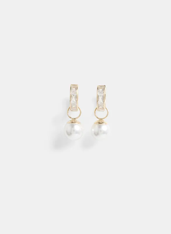 Pearl Drop Cubic Zirconia Earrings sold by Melanie Lyne