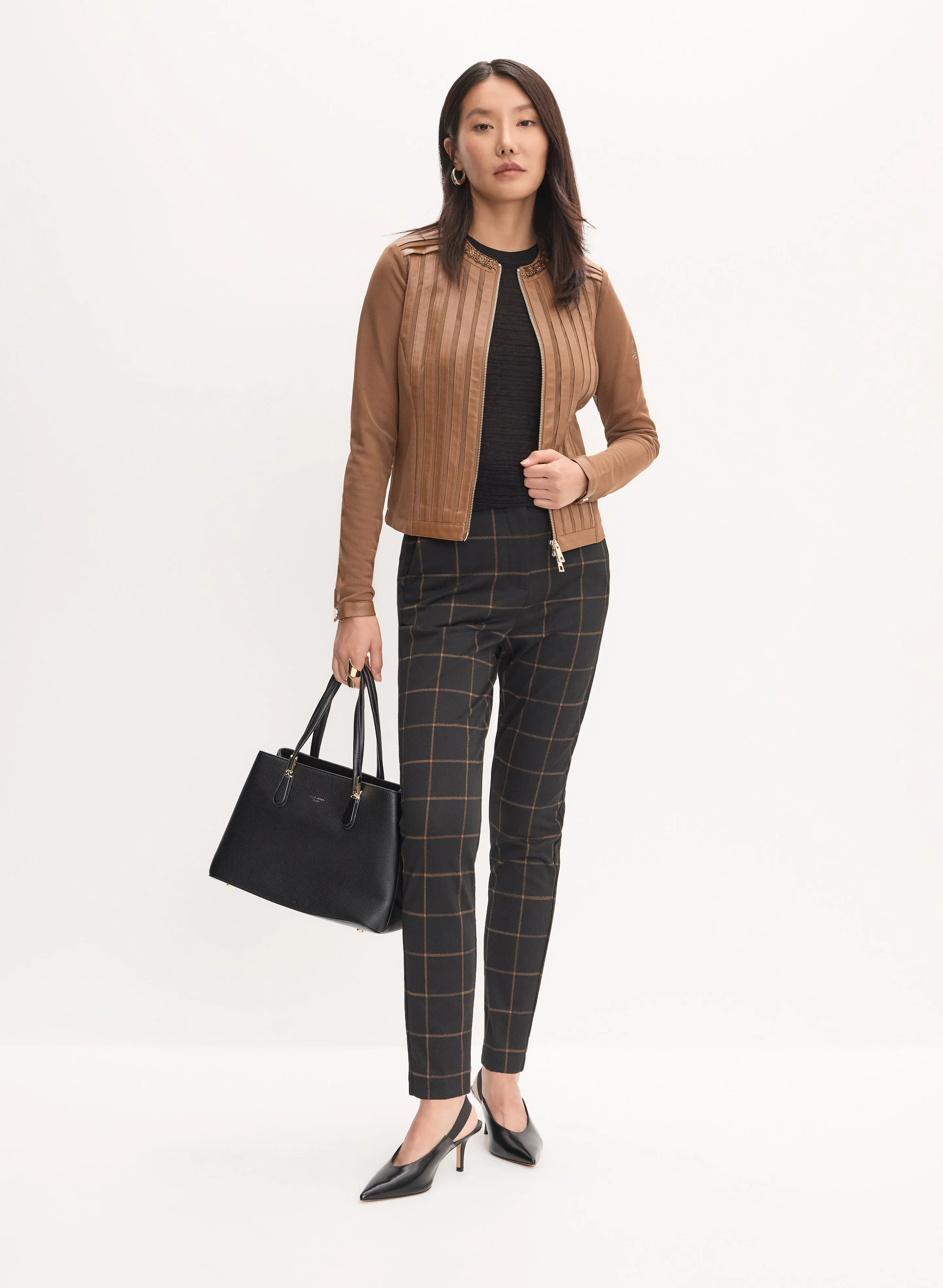 Vegan Leather Trim Jacket sold by Melanie Lyne product image thumbnail 3