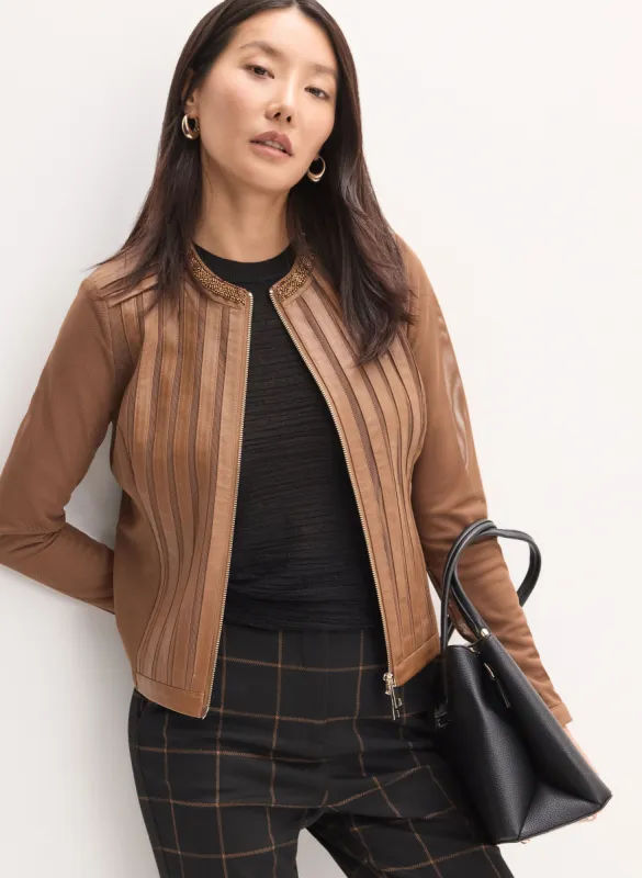Vegan Leather Trim Jacket sold by Melanie Lyne
