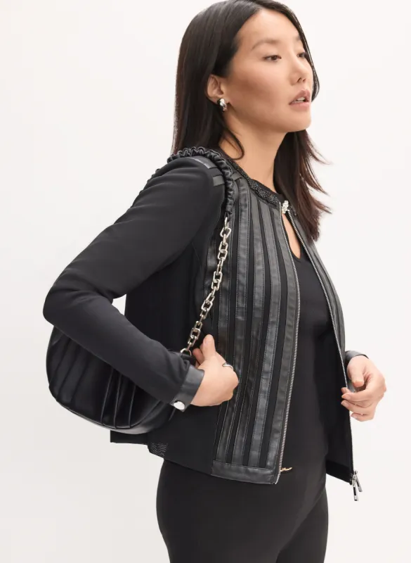 Vegan Leather Trim Jacket sold by Melanie Lyne