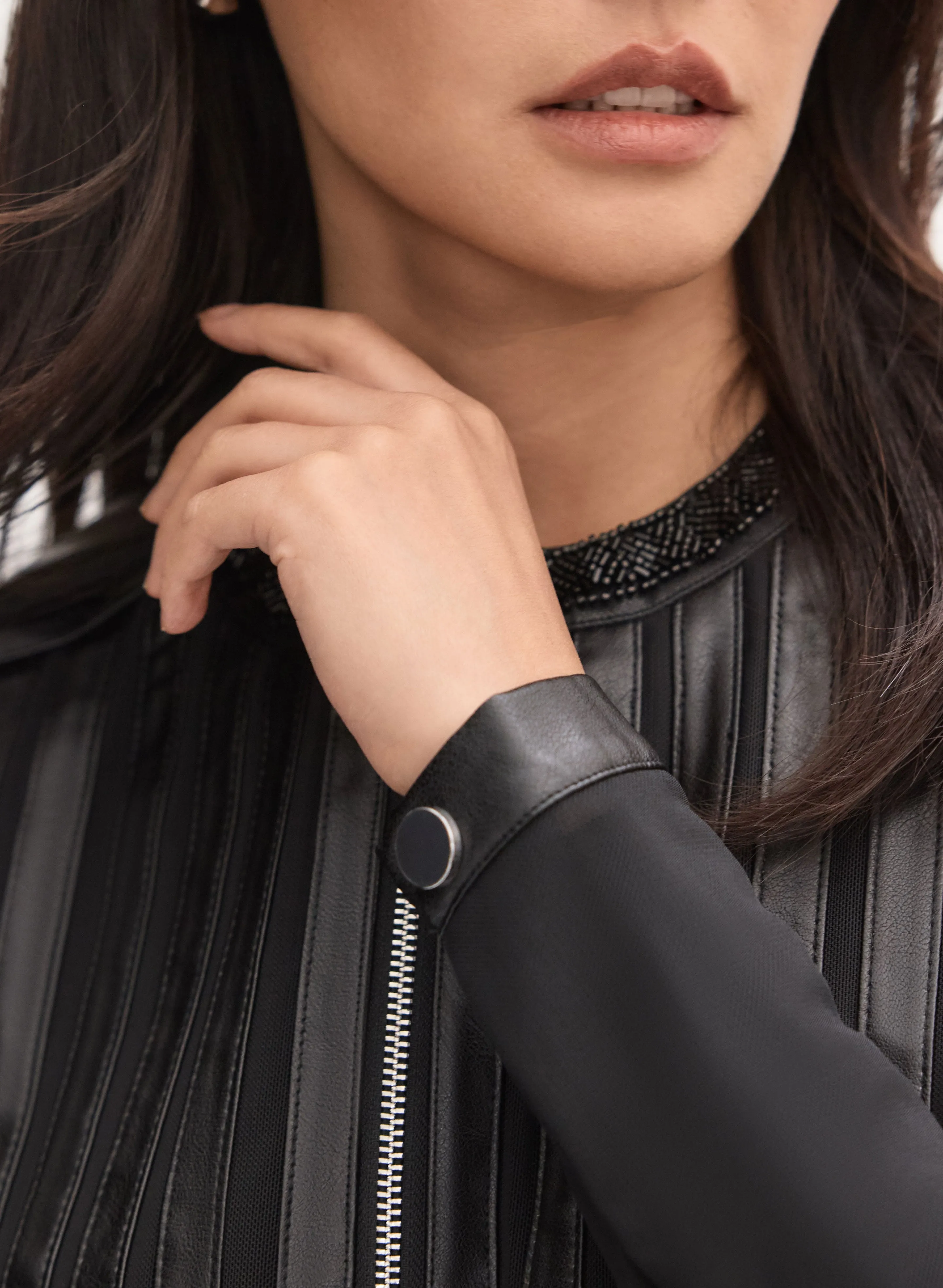 Vegan Leather Trim Jacket sold by Melanie Lyne product image thumbnail 2