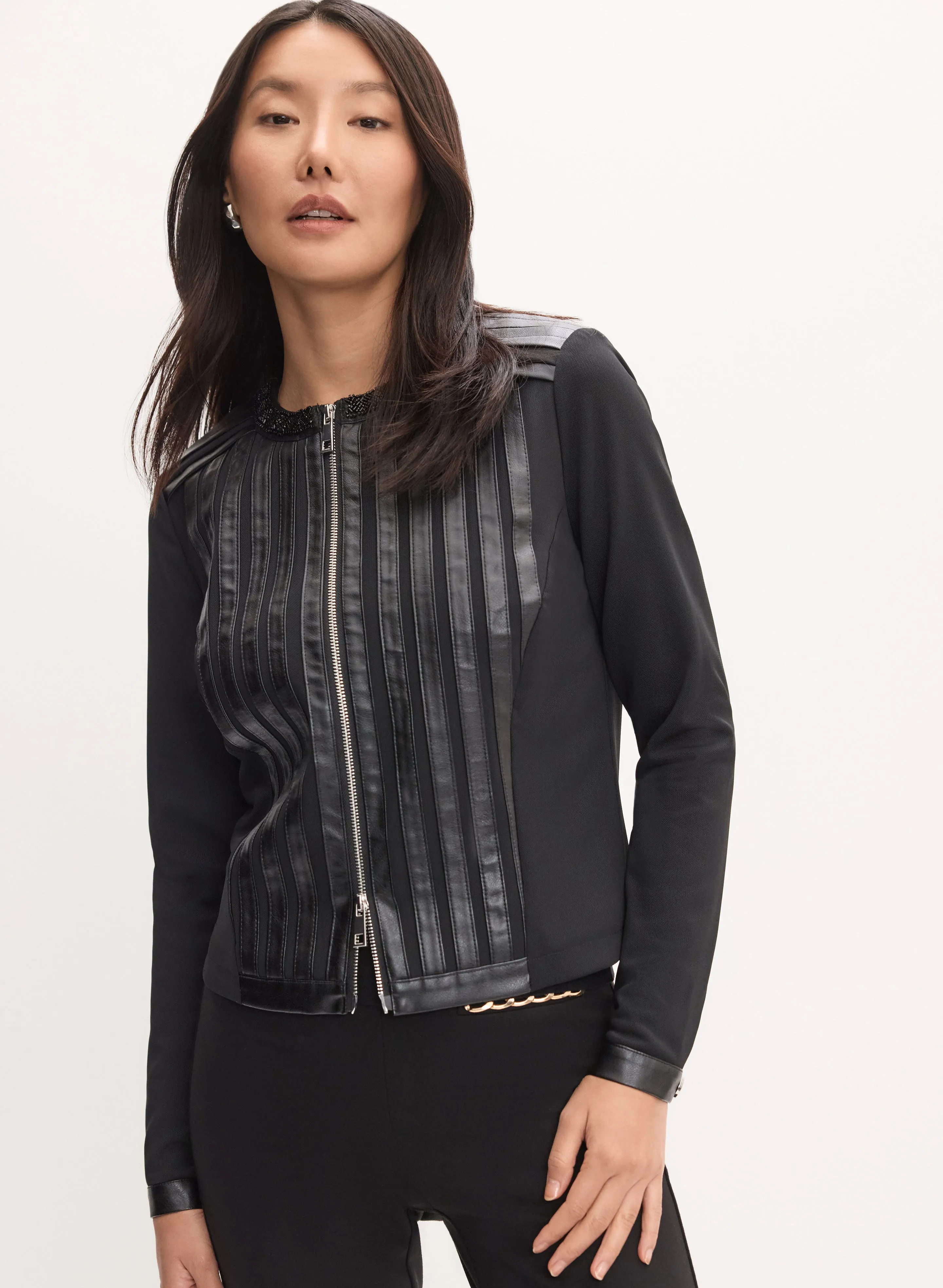 Vegan Leather Trim Jacket sold by Melanie Lyne product image thumbnail 5