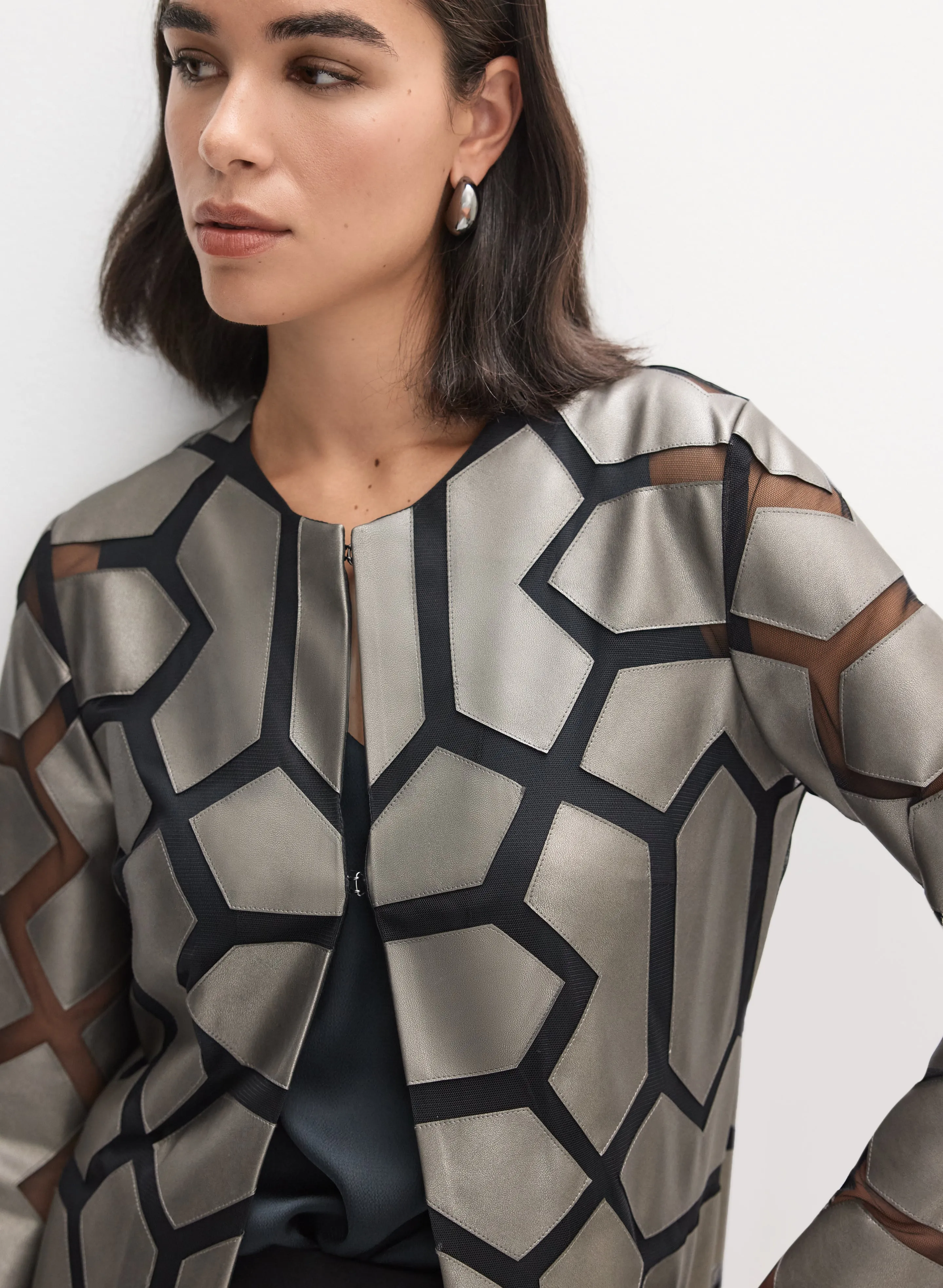 Joseph Ribkoff - Geometric Vegan Leather Jacket sold by Melanie Lyne product image thumbnail 2