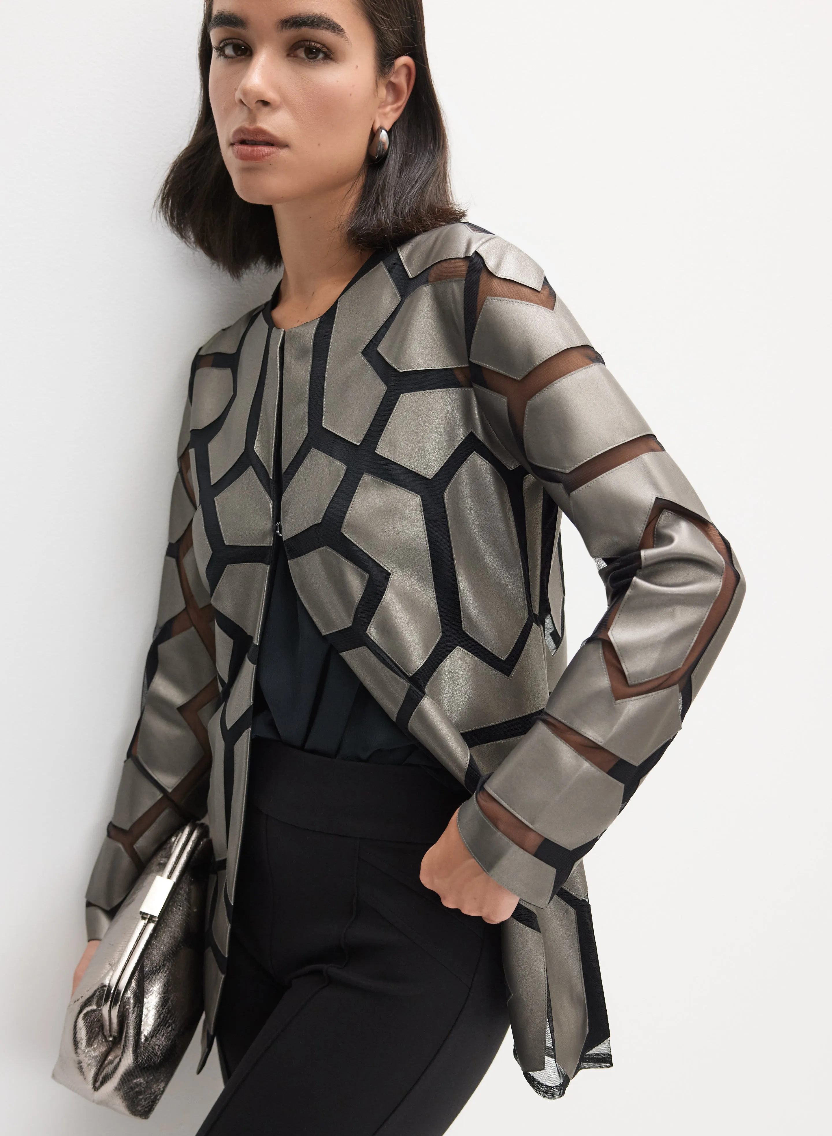 Joseph Ribkoff - Geometric Vegan Leather Jacket sold by Melanie Lyne product image thumbnail 5