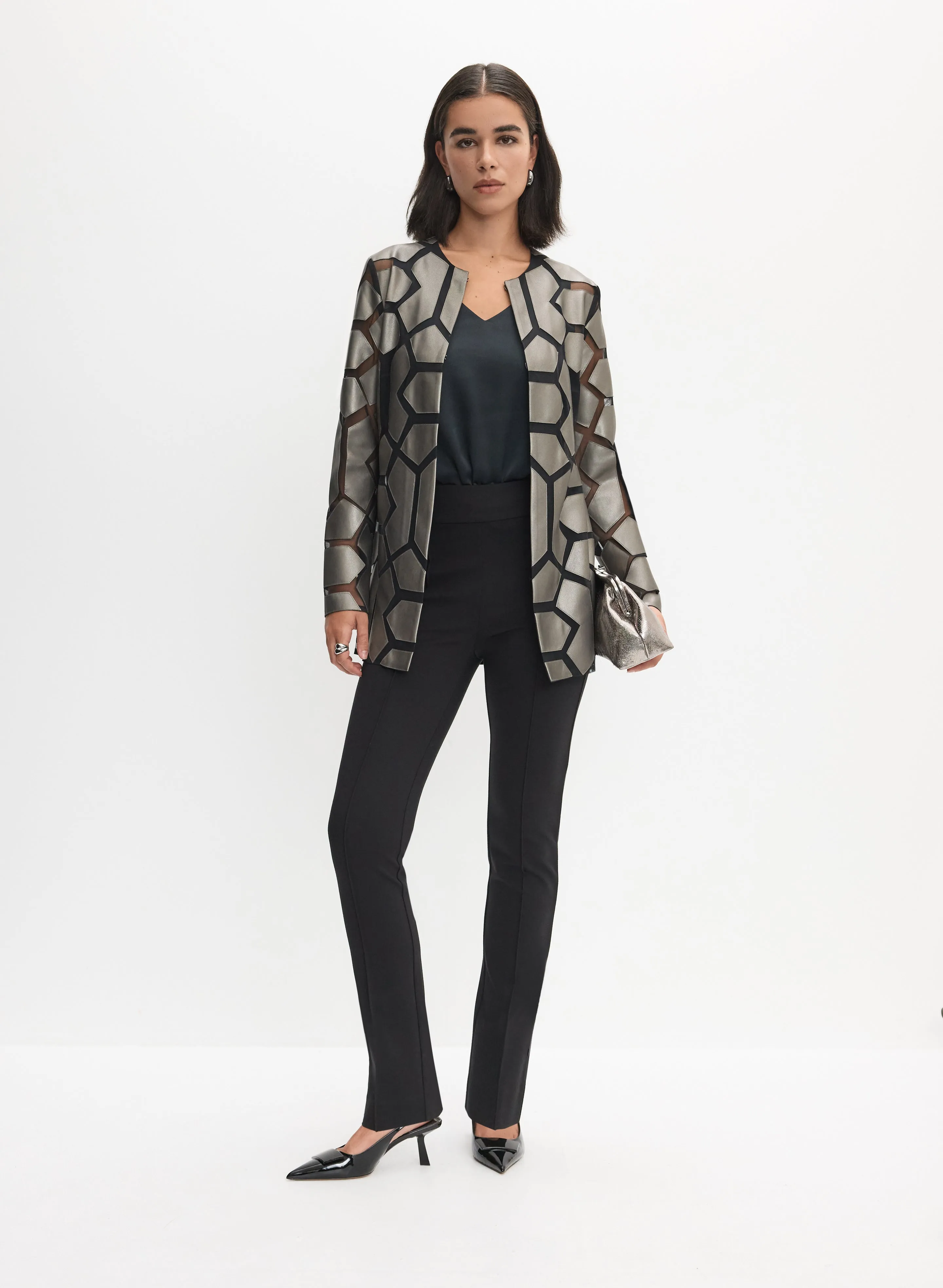 Joseph Ribkoff - Geometric Vegan Leather Jacket sold by Melanie Lyne product image thumbnail 3