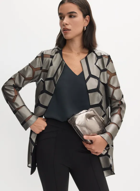 Joseph Ribkoff - Geometric Vegan Leather Jacket sold by Melanie Lyne